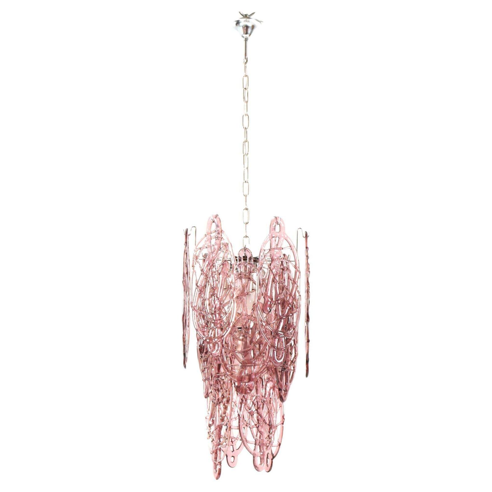 Italian Mid Century Modern Spider Web Pendant By Gino Vistosi For Mazzega, 1960s