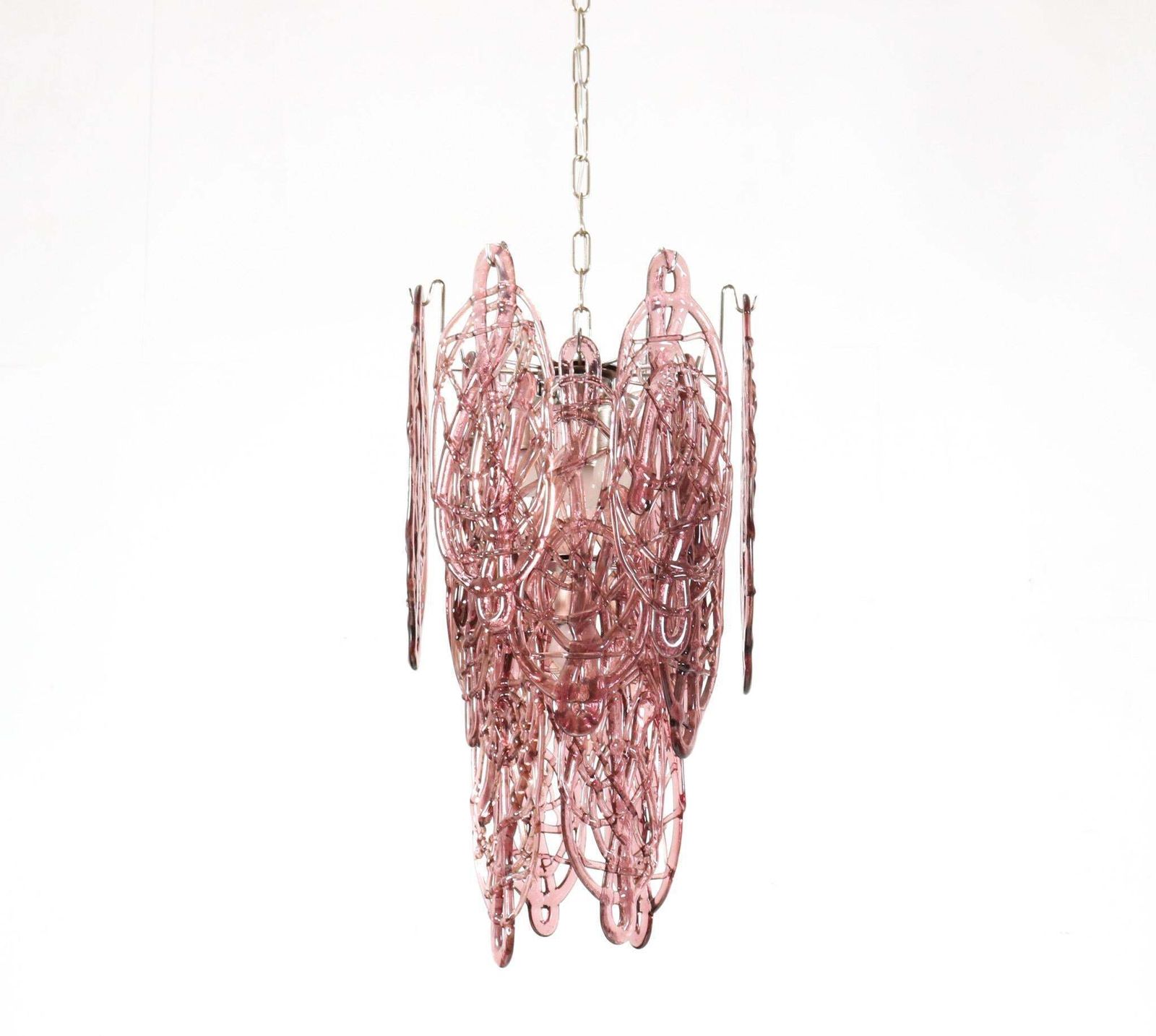 Italian Mid Century Modern Spider Web Pendant By Gino Vistosi For Mazzega, 1960s photo Lighting