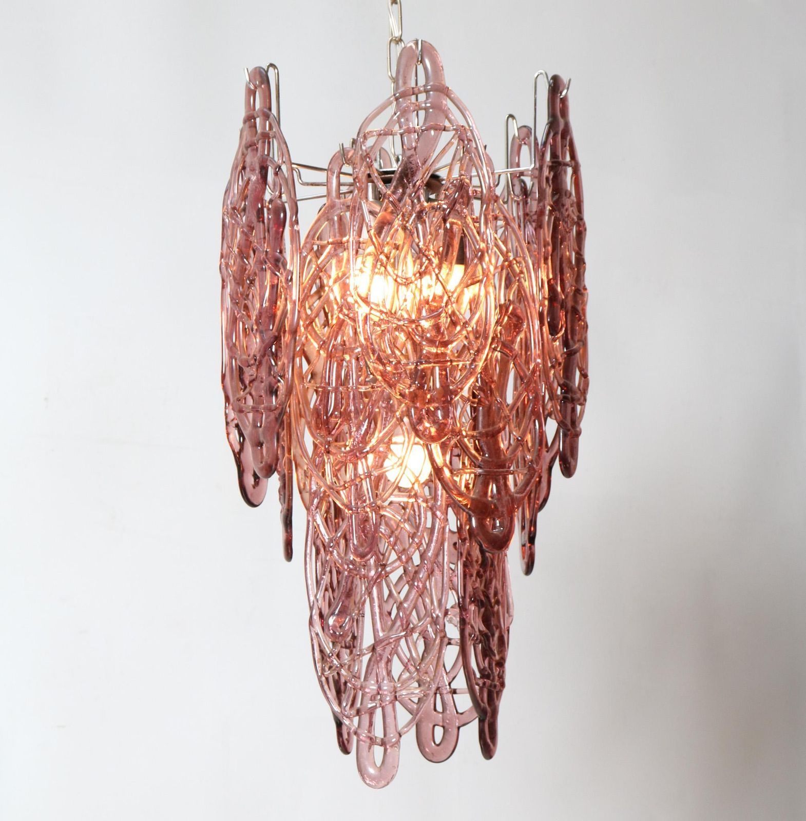 Italian Mid Century Modern Spider Web Pendant By Gino Vistosi For Mazzega, 1960s photo vinterior