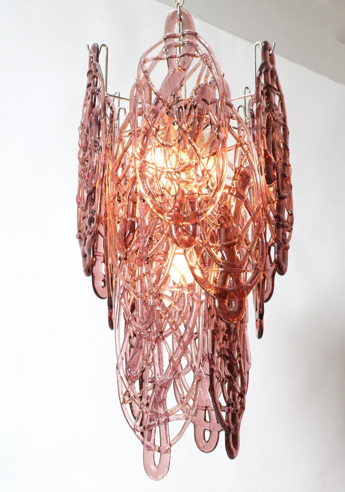 Italian Mid Century Modern Spider Web Pendant By Gino Vistosi For Mazzega, 1960s photo buy
