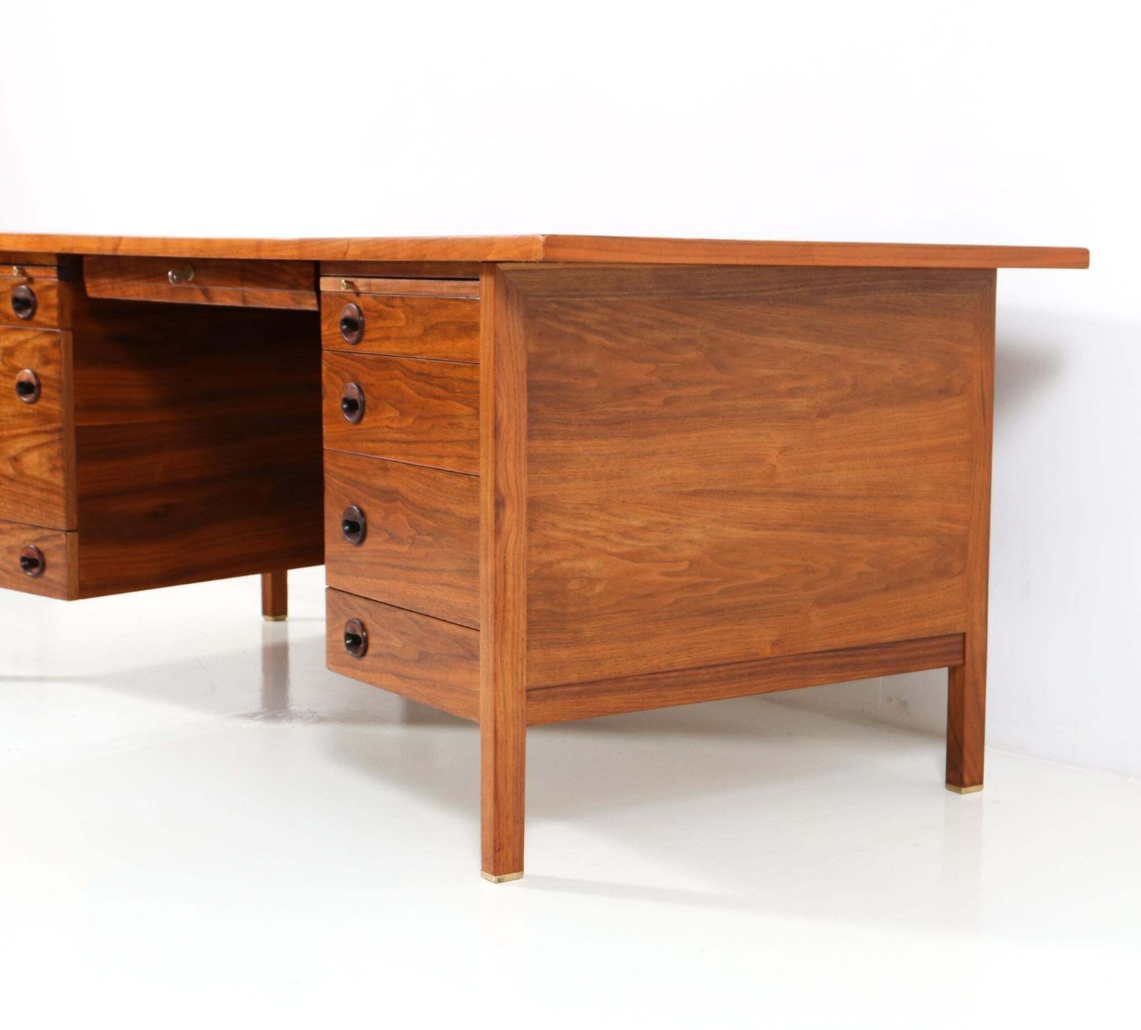 Furniture Mid Century Modern Walnut Executive Desk By Edward Wormley For Dunbar, 1950s photo