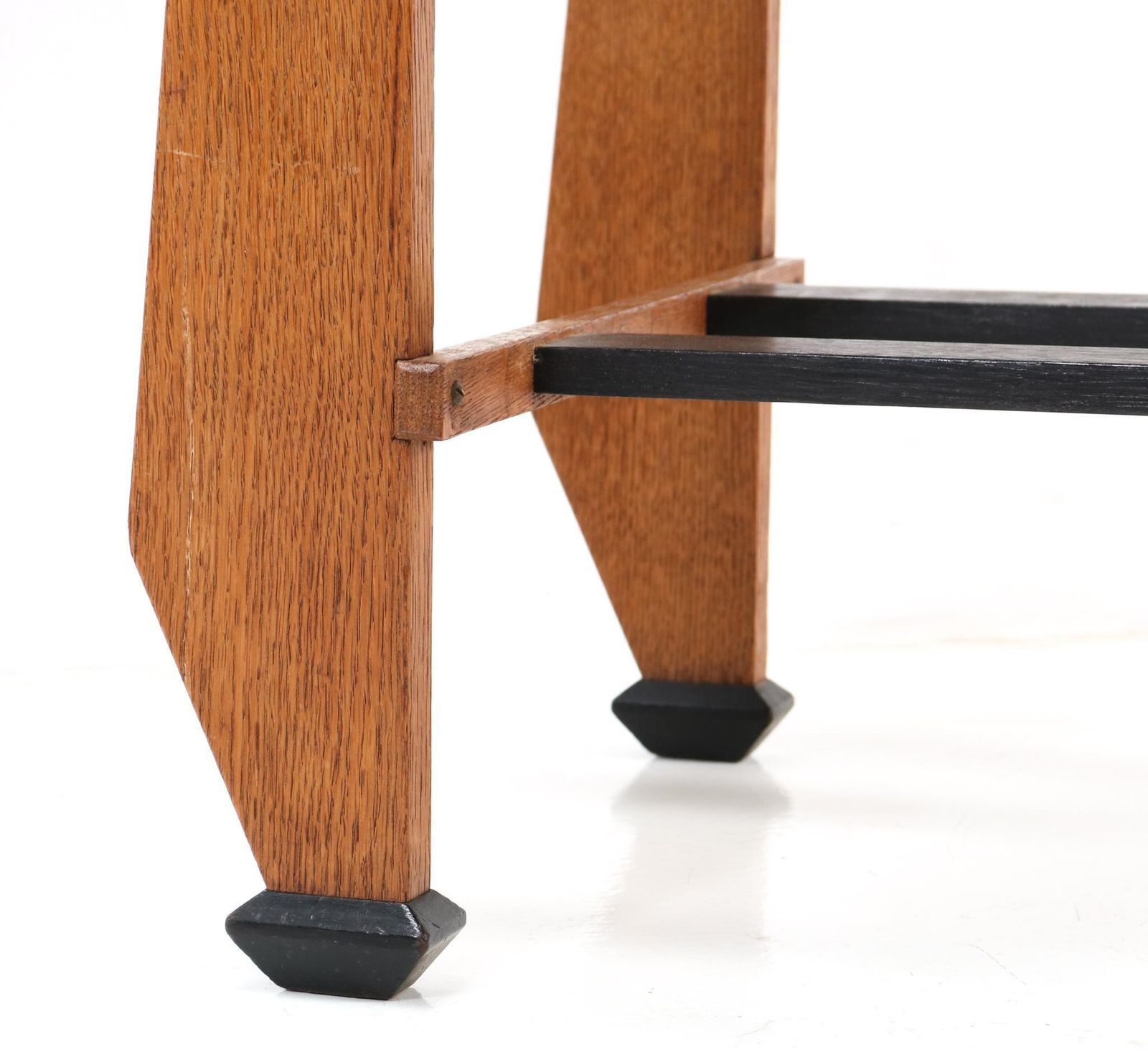 Oak Art Deco Amsterdamse School Tea Table By Jac. Van Den Bosch, 1920s photo vintage
