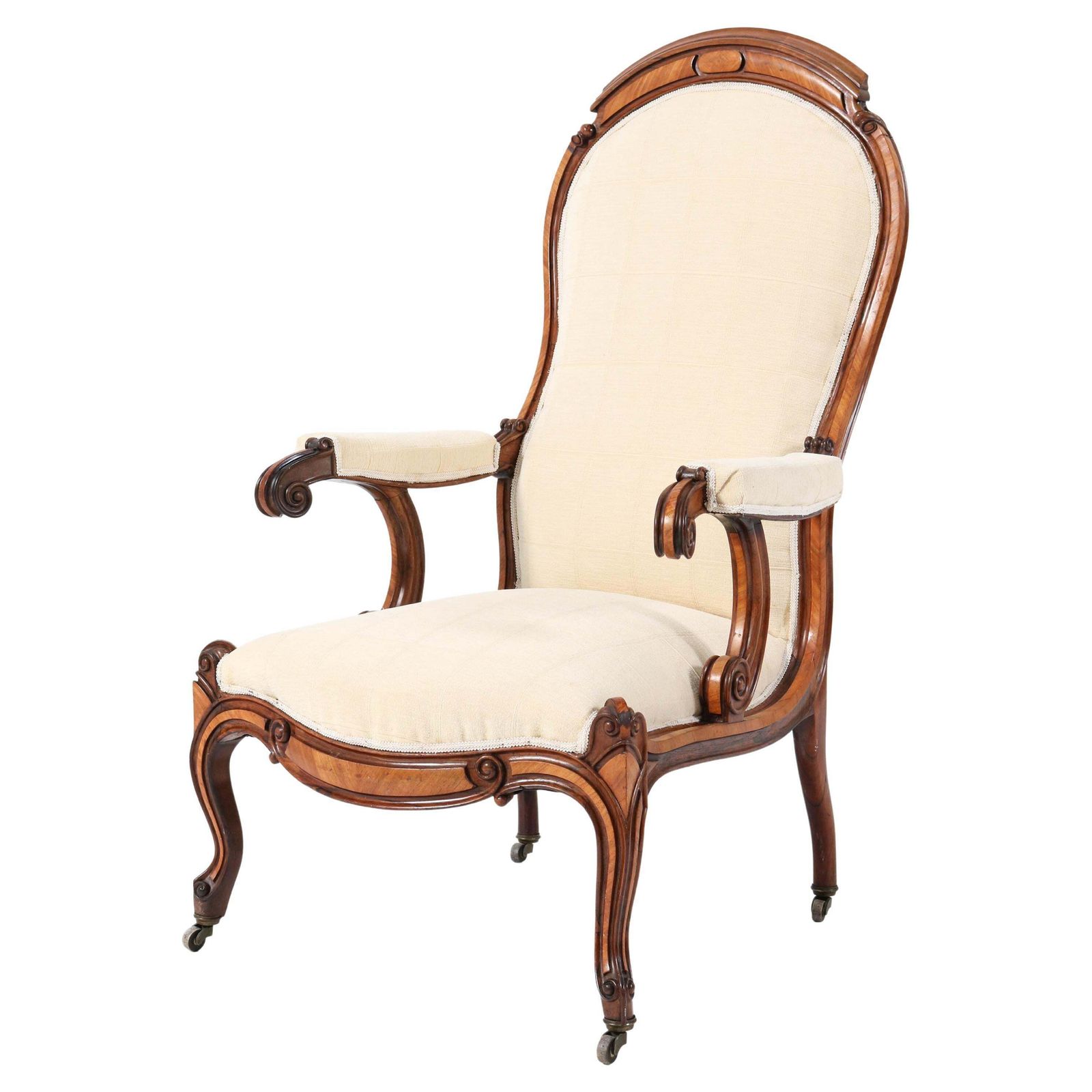 Satinwood Victorian High Back Armchair Or Voltaire Chair, 1860s