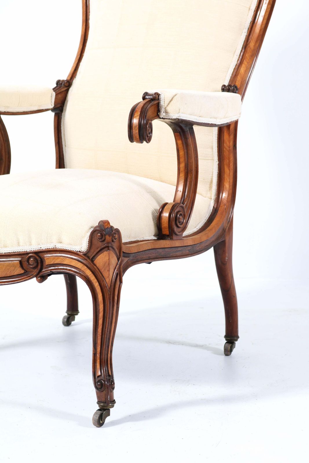 Satinwood Victorian High Back Armchair Or Voltaire Chair, 1860s photo for sale