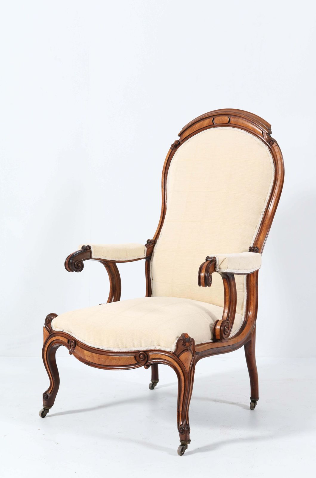 Satinwood Victorian High Back Armchair Or Voltaire Chair, 1860s photo vintage