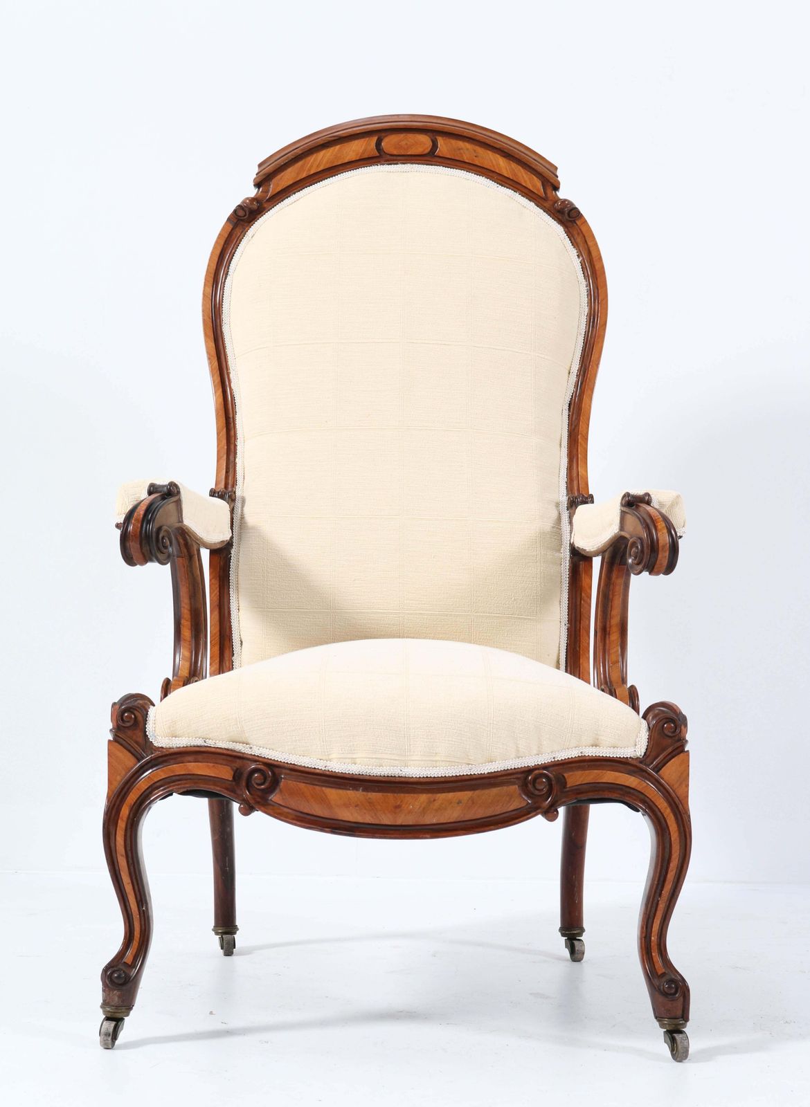 Furniture Satinwood Victorian High Back Armchair Or Voltaire Chair, 1860s photo