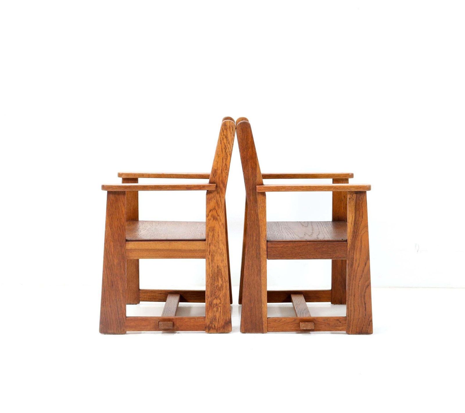 Two Art Deco Modernist Children's Armchairs By Jan Wils For Eik En Linden, 1918 photo vinterior