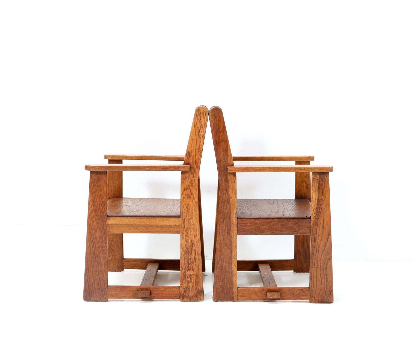 Furniture Two Art Deco Modernist Children's Armchairs By Jan Wils For Eik En Linden, 1918 photo