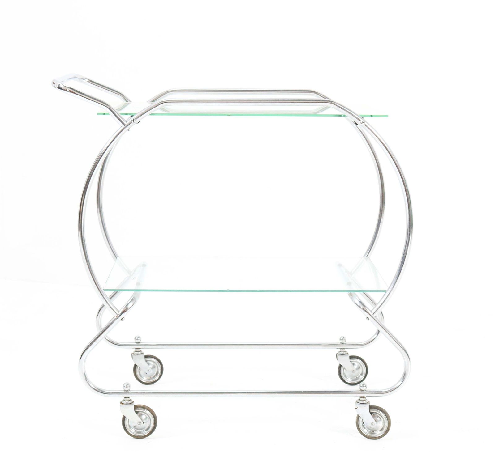 Nickel Plated Brass Art Deco Serving Trolley, 1930s photo Furniture