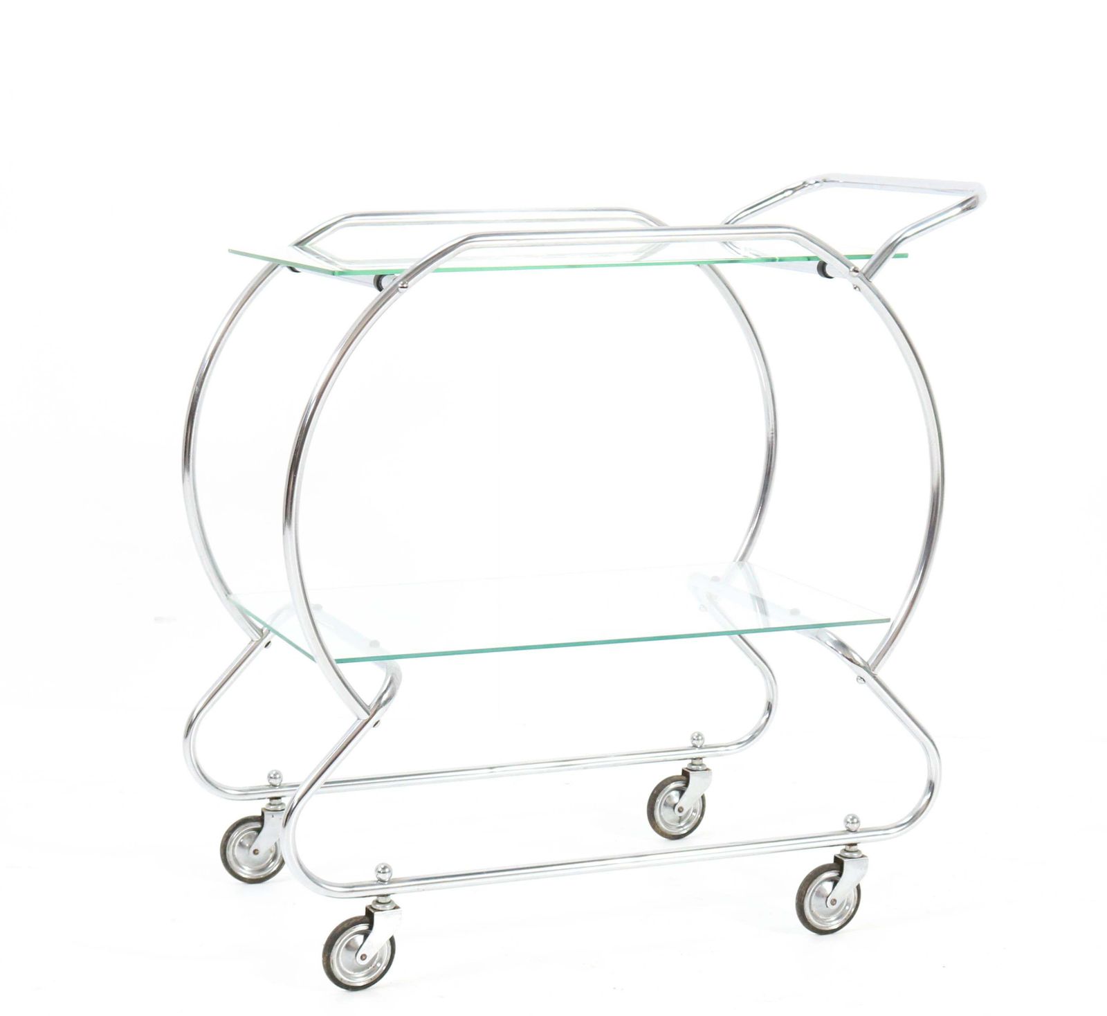 Nickel Plated Brass Art Deco Serving Trolley, 1930s photo vinterior