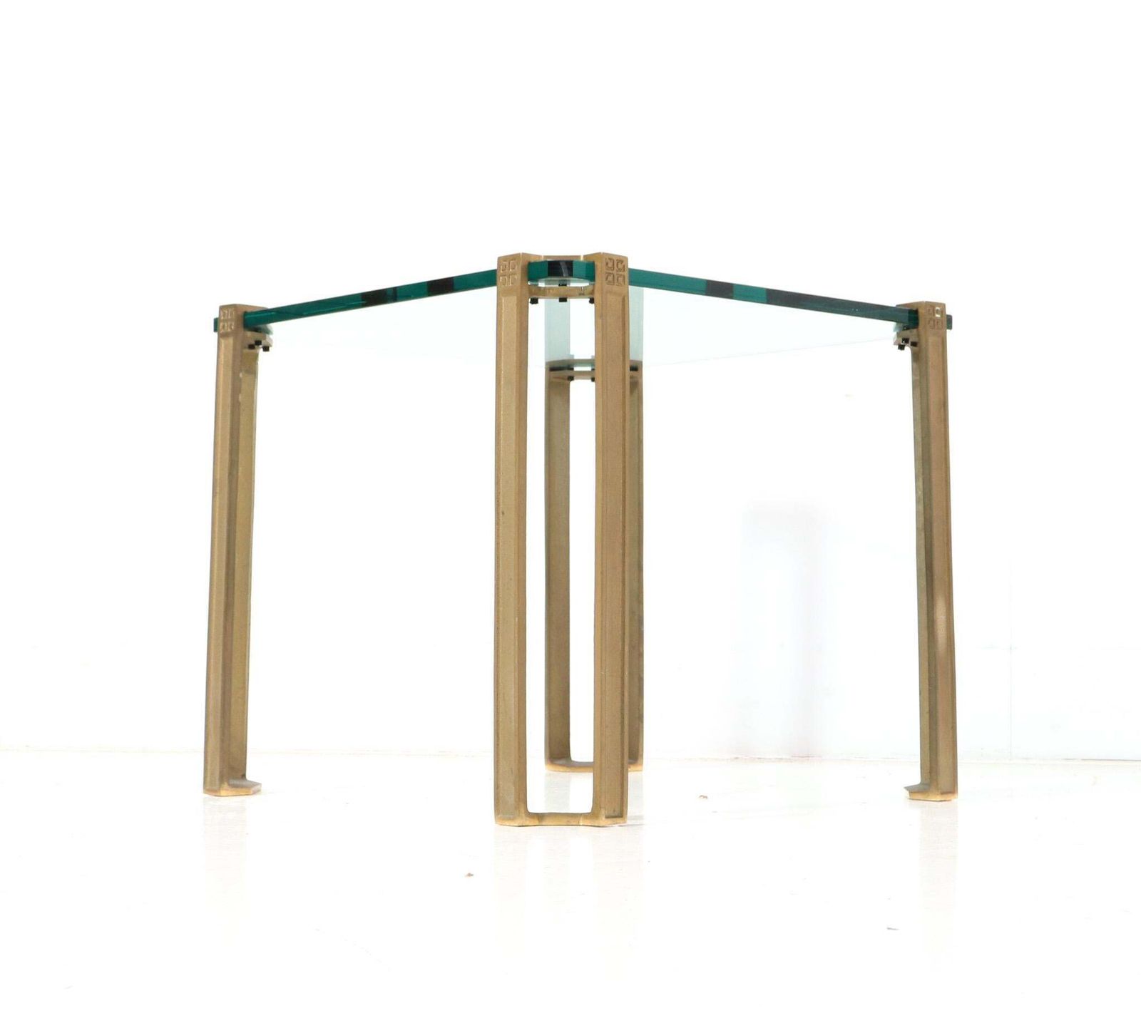 Hollywood Regency Bronze Square Side Table By Peter Ghyczy For Ghyczy, 1970s photo vinterior
