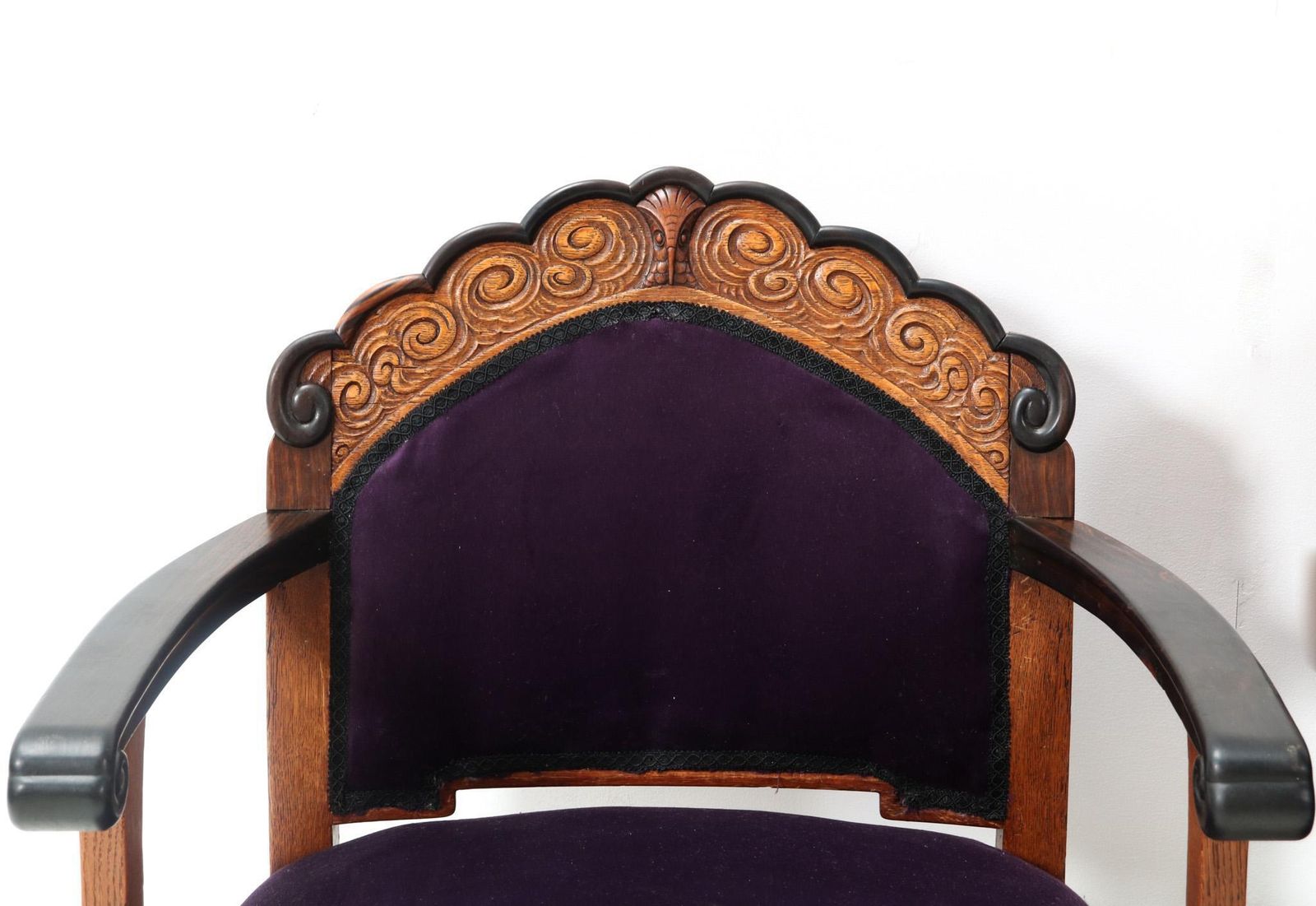 Two Oak Art Deco Amsterdamse School Armchairs, 1920s photo buy