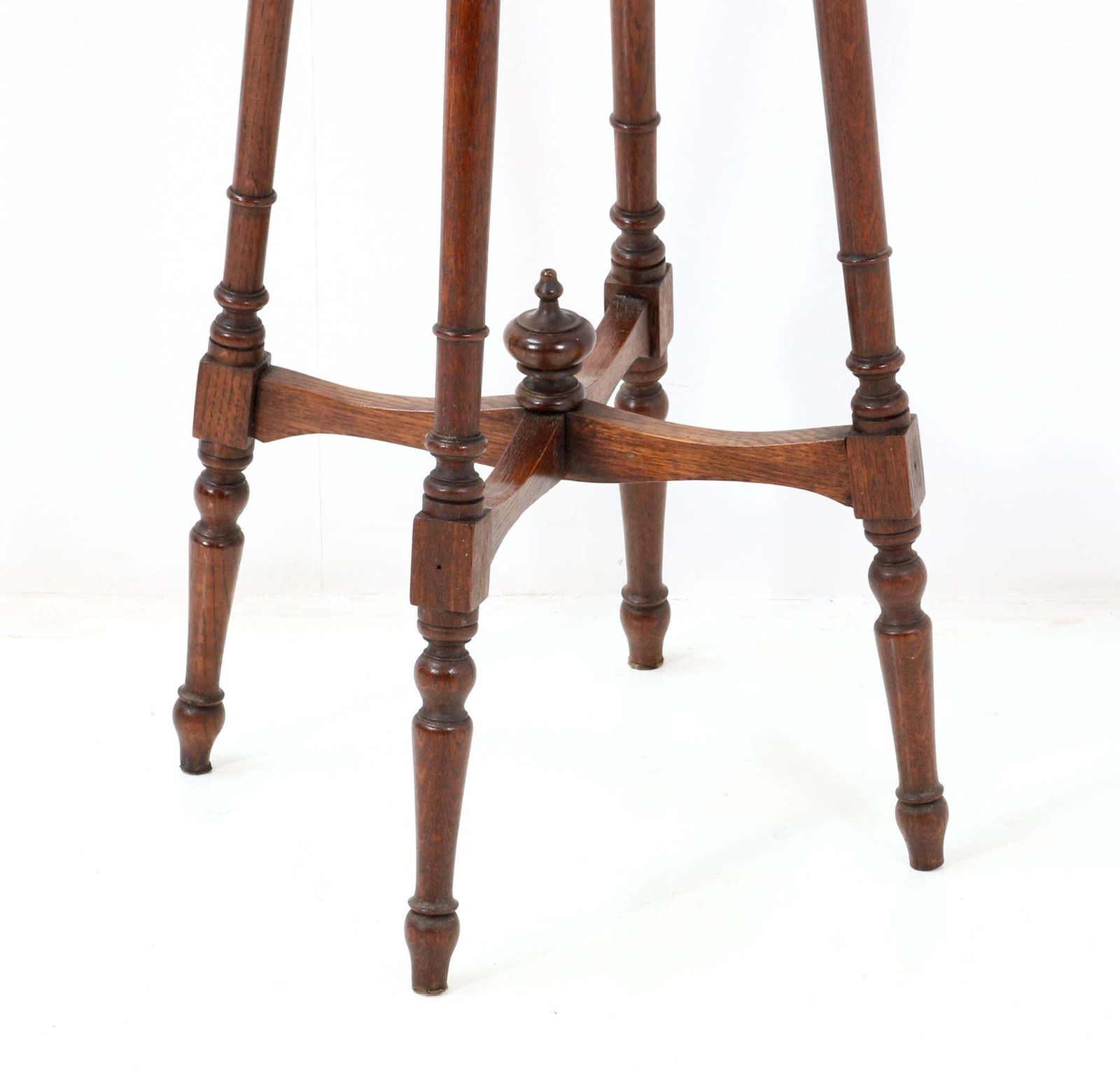 Oak Art Nouveau Pedestal Table Or Plant Stand, 1900s photo 984.0