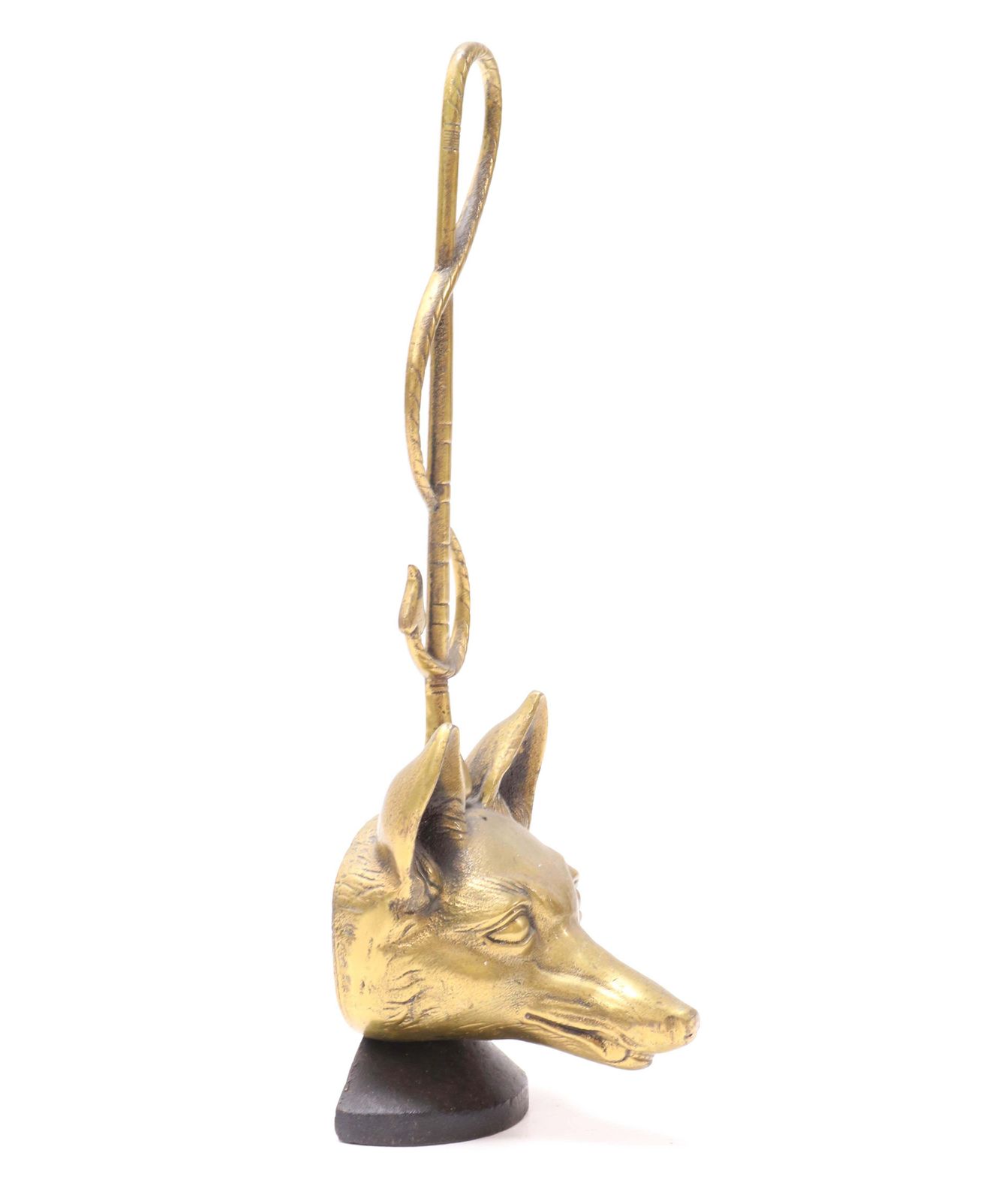 Brass And Iron English Fox Head Door Stop By Peerage, 1920s photo for sale