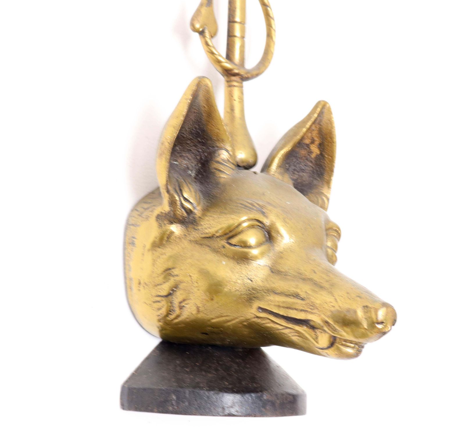 Brass And Iron English Fox Head Door Stop By Peerage, 1920s photo vintage