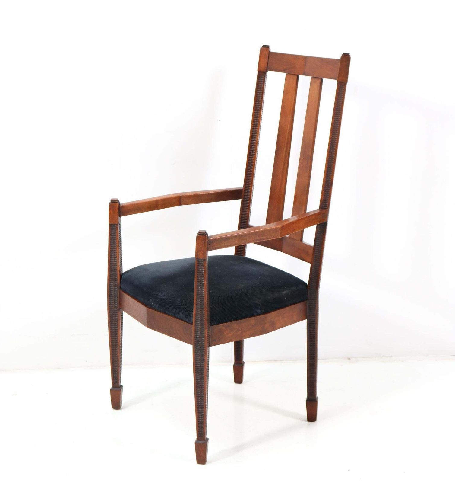Set Of Six Art Deco Amsterdamse School High Back Dining Room Chairs, 1920s photo furniture