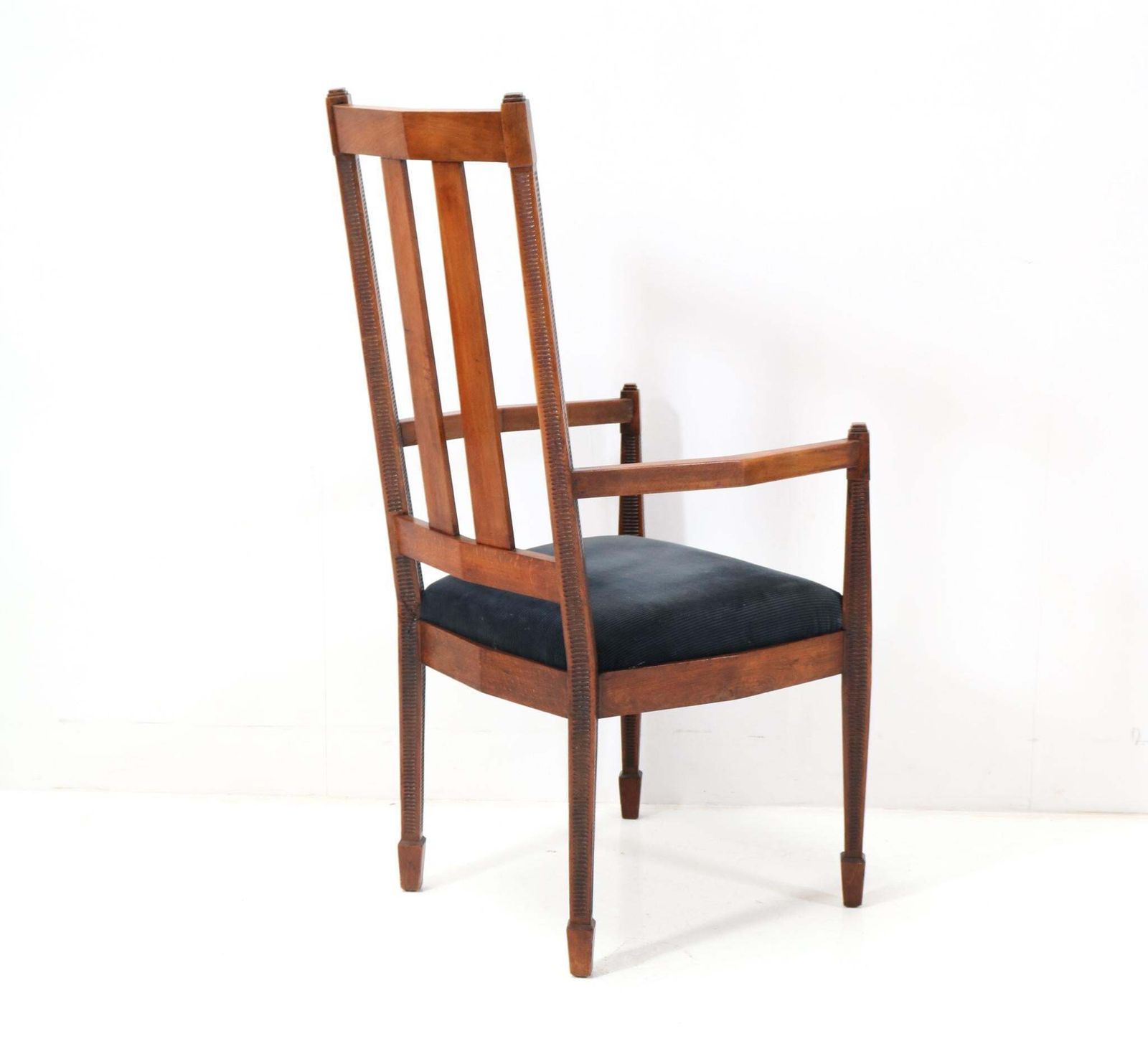 Set Of Six Art Deco Amsterdamse School High Back Dining Room Chairs, 1920s photo vintage