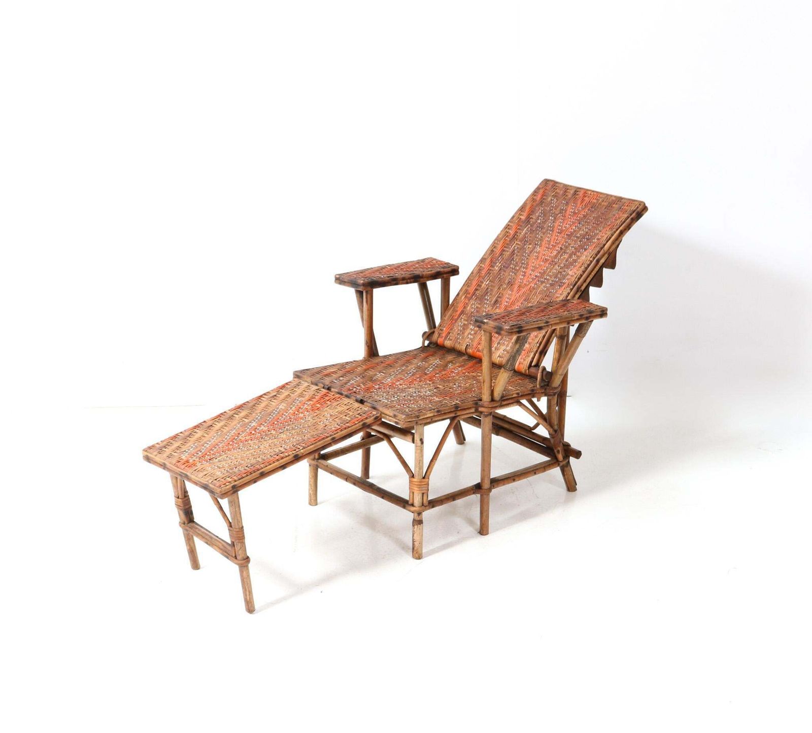Rattan Art Nouveau Children's Folding Deck Chair Or Lounge Chair, 1900s photo furniture