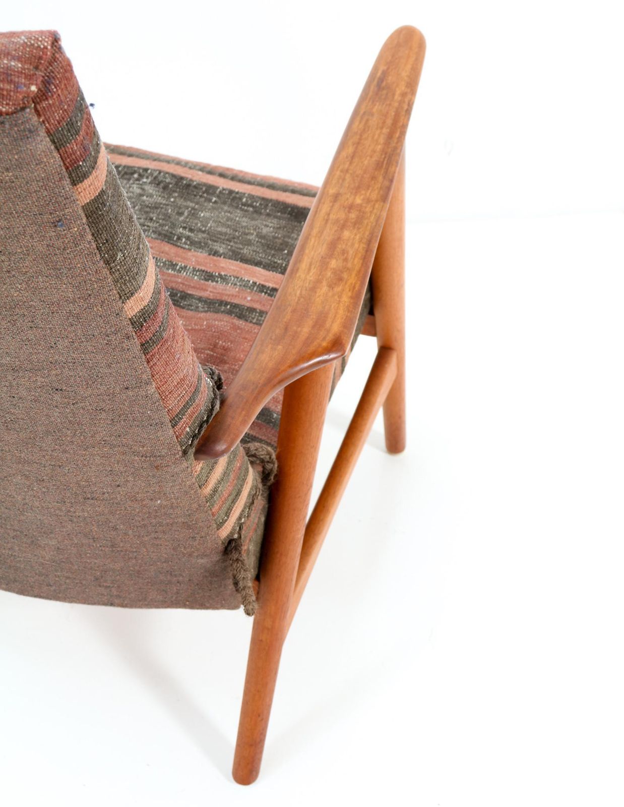 Teak Mid Century Modern Lounge Chair With Kilim Upholstery, 1960s photo buy