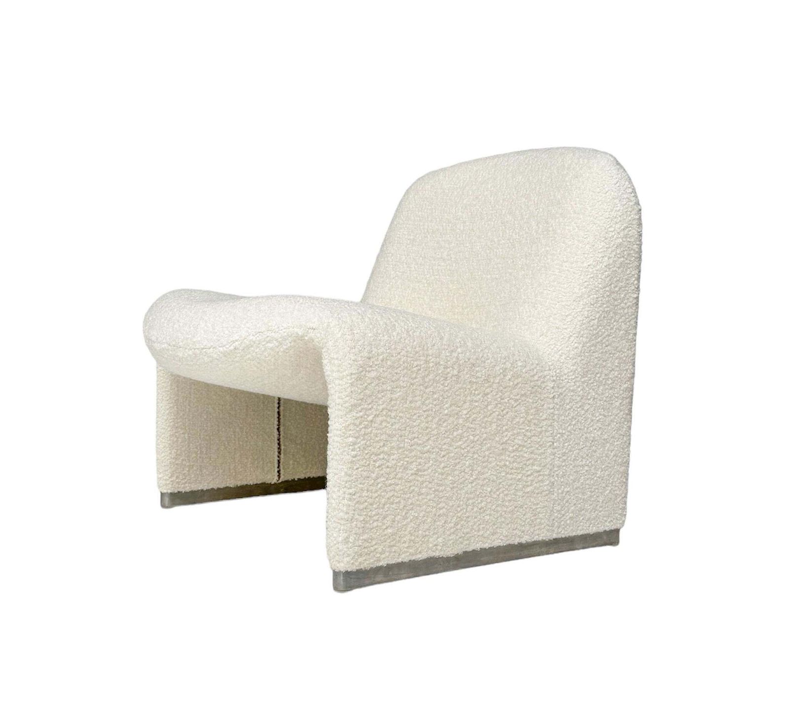 photo for sale Giancarlo Piretti Two Mid Century Modern Alky Lounge Chairs In Bouclé, 1970s