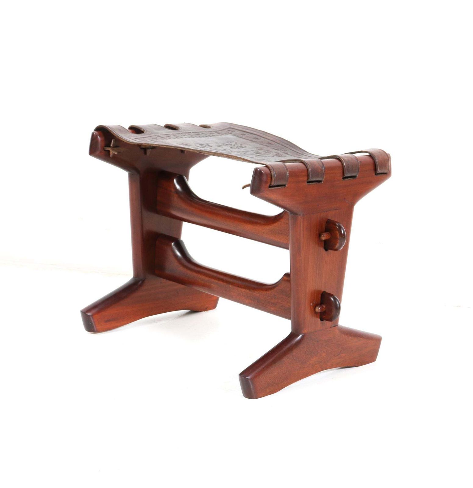 Walnut Mid Century Modern Stool By Angel Pazmino For Muebles De Estilo, 1960s photo furniture