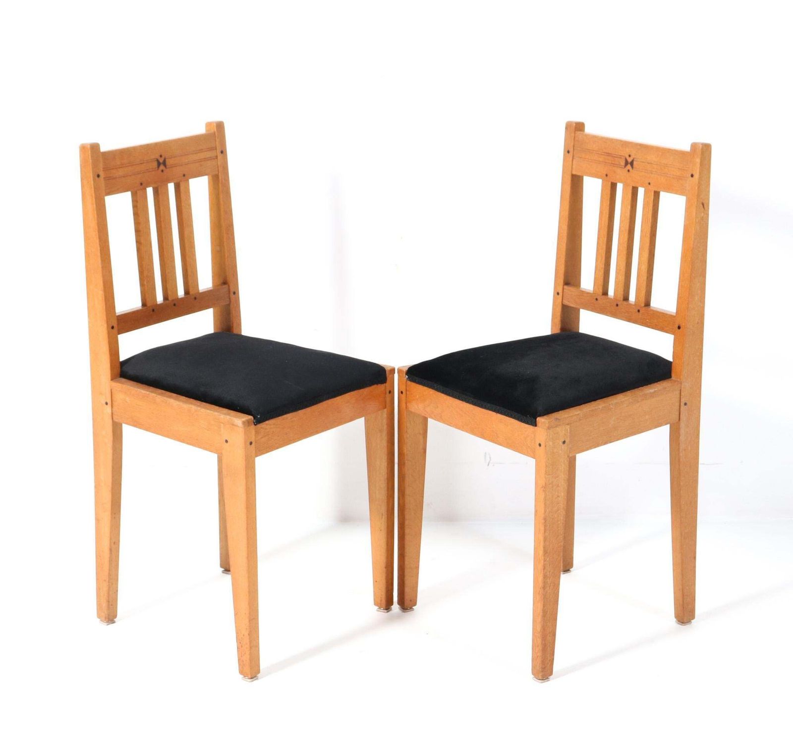 Pair Of  Arts & Crafts Art Nouveau Side Chairs By Jac. Van Den Bosch, 1904 photo 1077.0