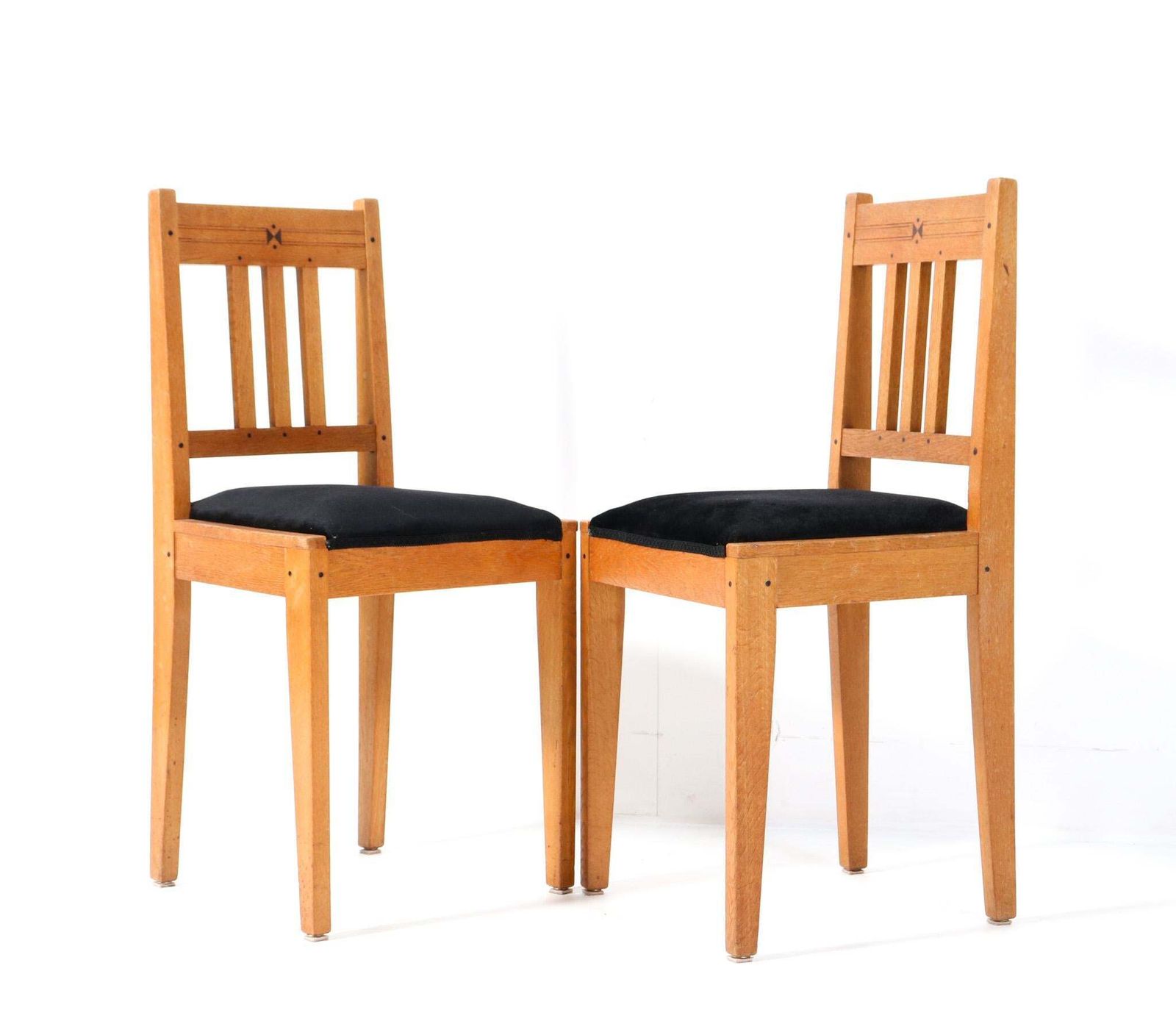 Pair Of  Arts & Crafts Art Nouveau Side Chairs By Jac. Van Den Bosch, 1904 photo vinterior