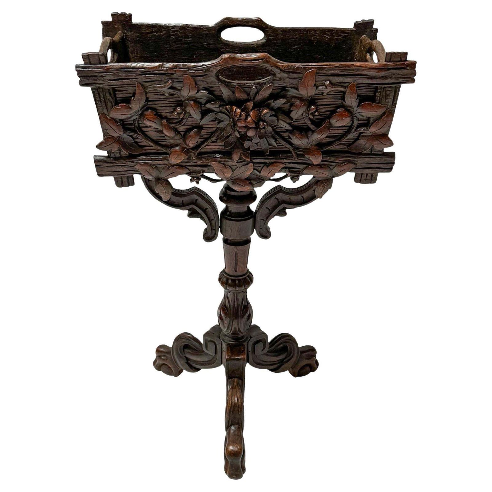 French Carved Fruitwood  Black Forest Planter Or Jardiniiere, 1880s