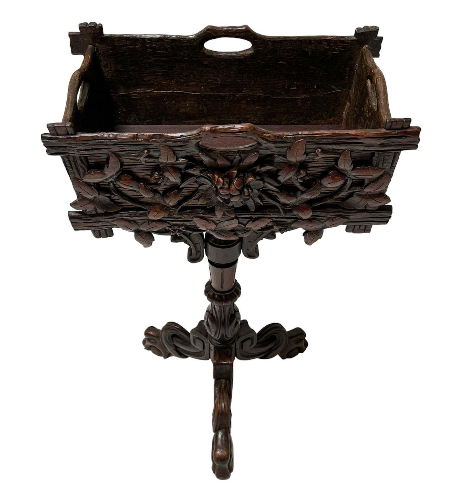 French Carved Fruitwood  Black Forest Planter Or Jardiniiere, 1880s photo furniture