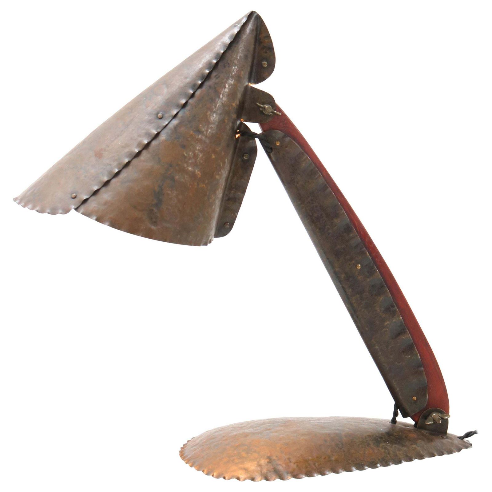 Hammered Metal Art Deco Amsterdam School Table Lamp By Johan Verhey, 1930s