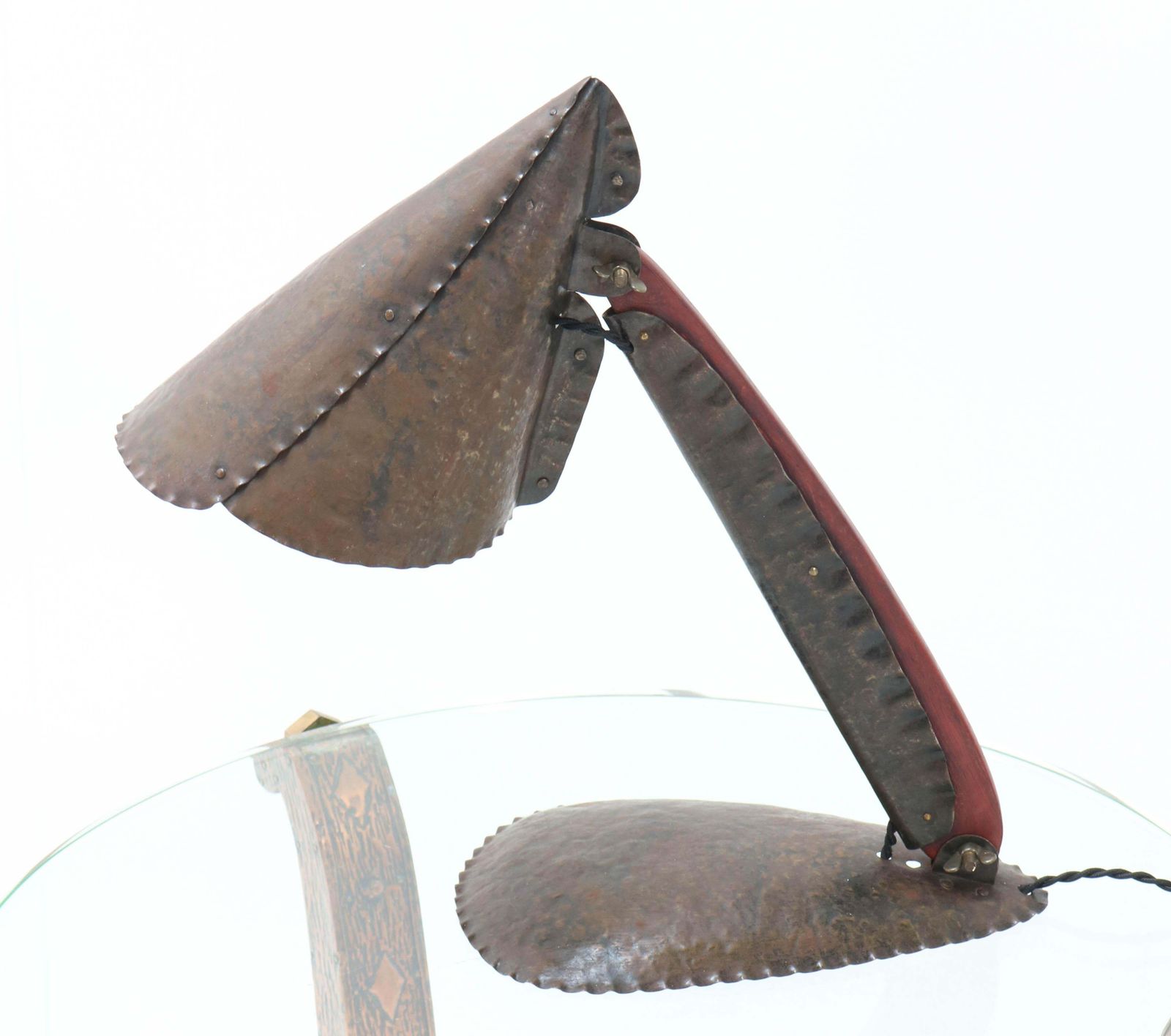 Hammered Metal Art Deco Amsterdam School Table Lamp By Johan Verhey, 1930s photo Lighting