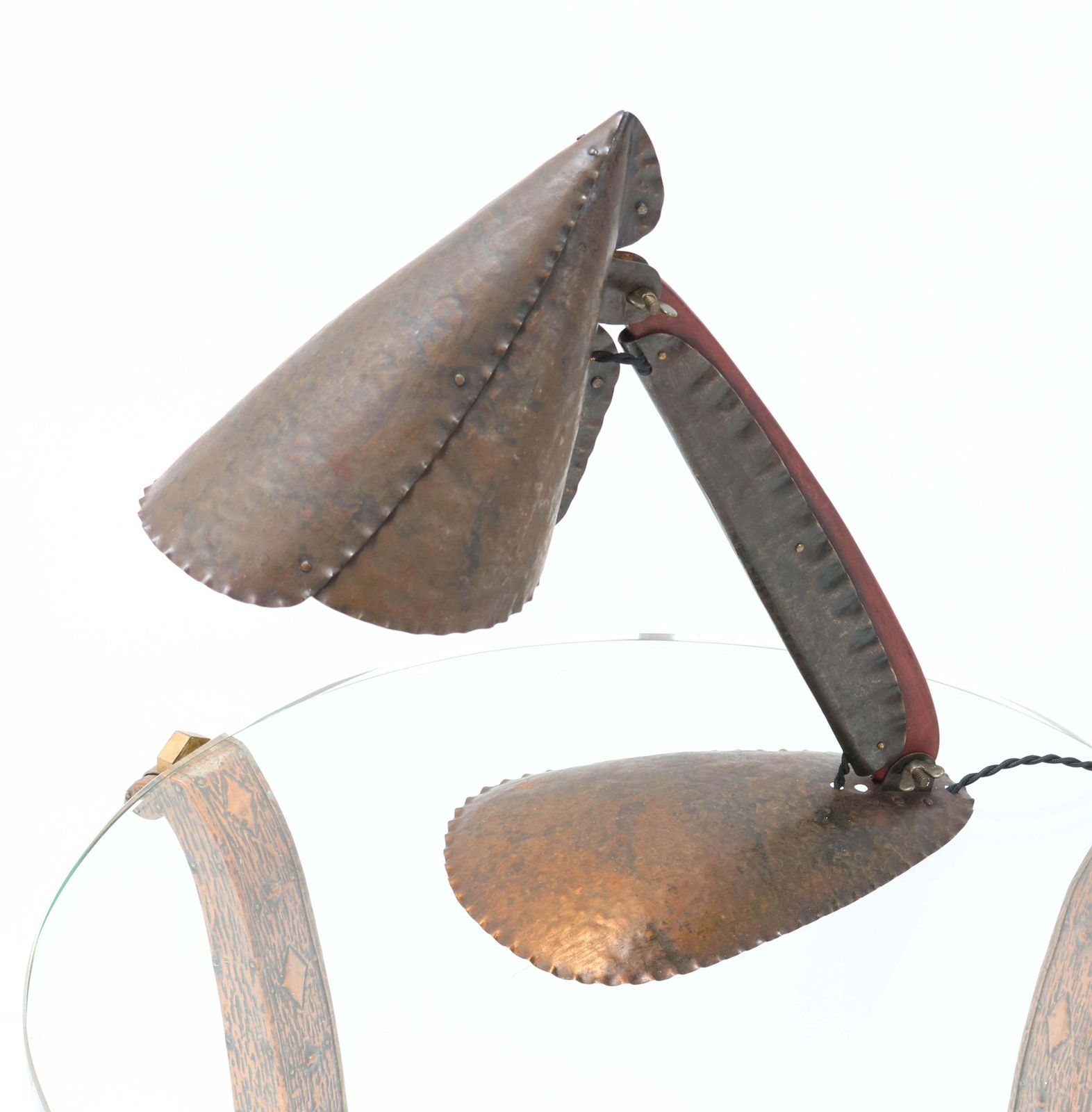 Hammered Metal Art Deco Amsterdam School Table Lamp By Johan Verhey, 1930s photo 990.0