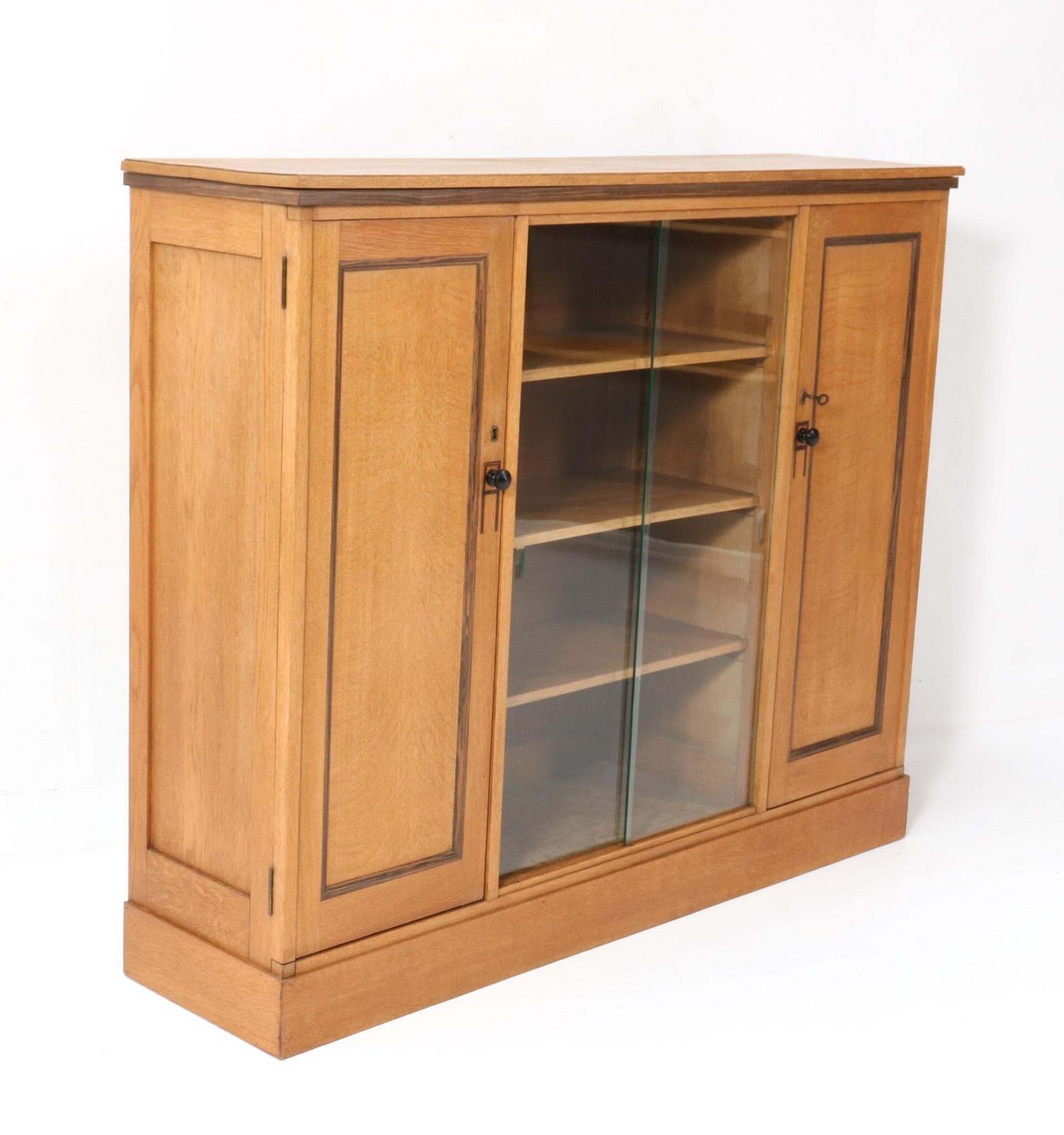 Art Deco Modernist Bookcase With Glass Sliding Doors, 1920s photo furniture