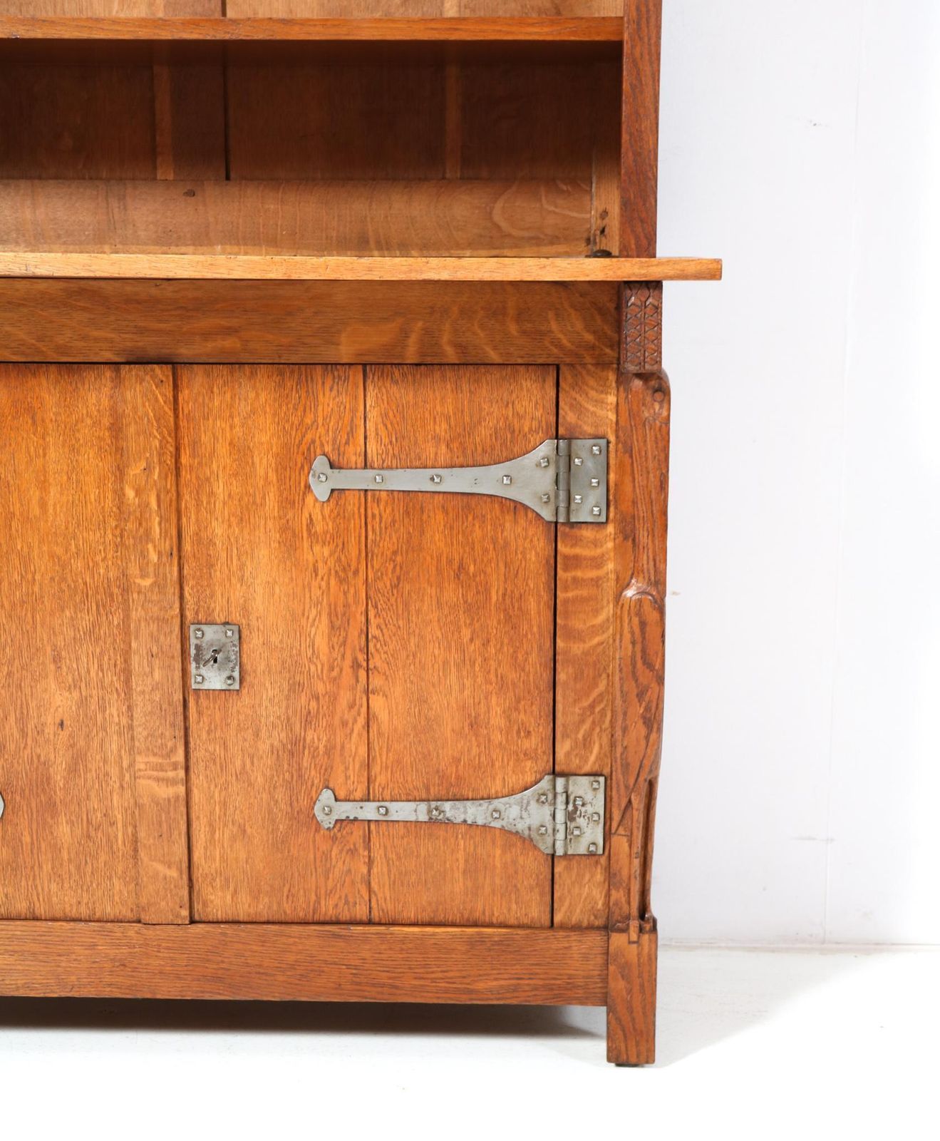 Oak Arts & Crafts Two Piece Bookcase By Alexander J. Kropholler, 1890s photo buy