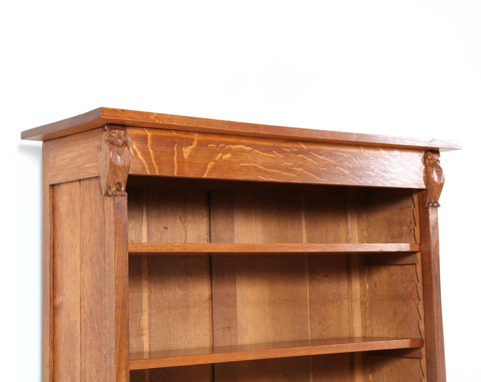 Oak Arts & Crafts Two Piece Bookcase By Alexander J. Kropholler, 1890s photo vintage