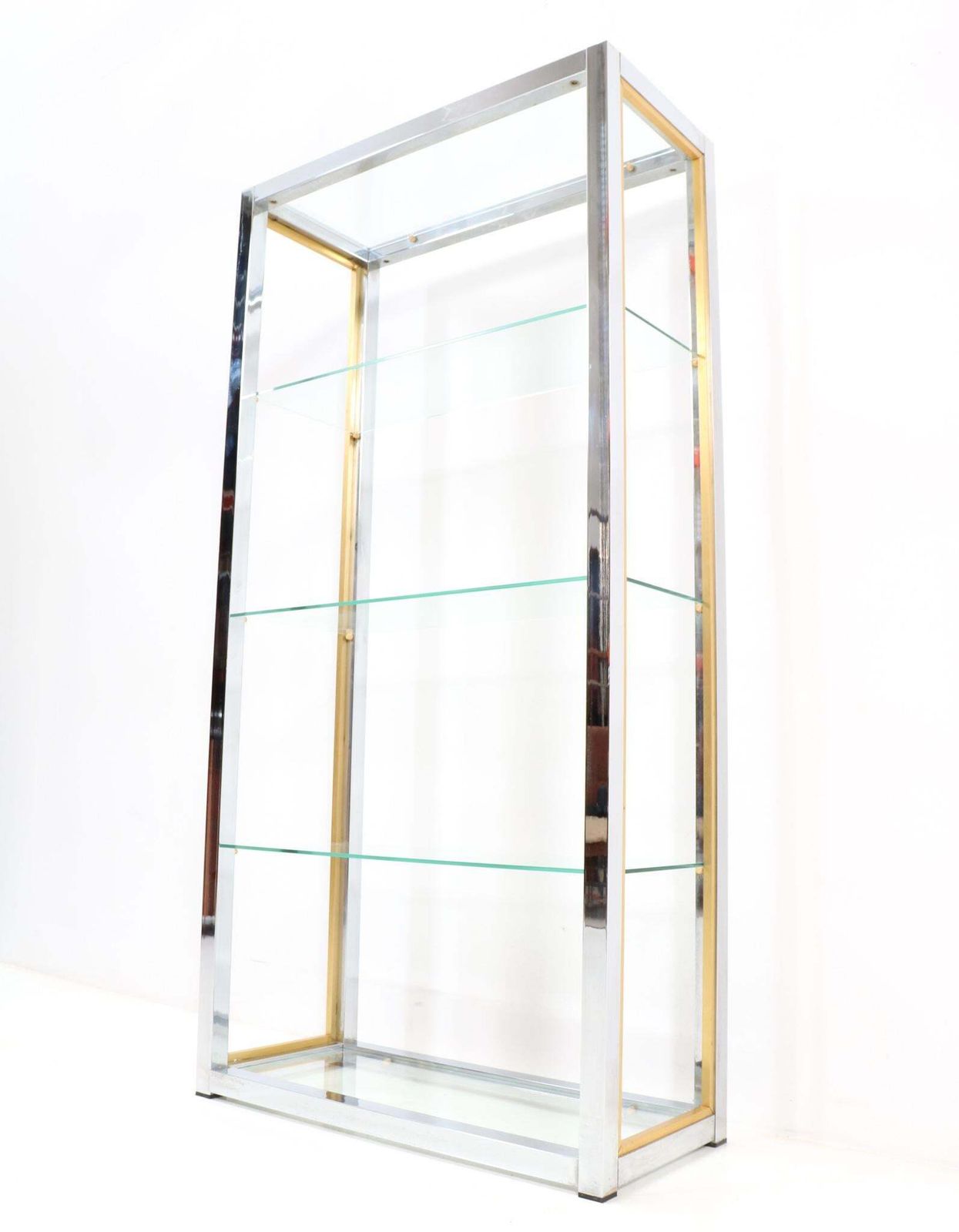 Hollywood Regency Italian Chrome And Brass Etagere By Renato Zevi, 1970s photo Furniture