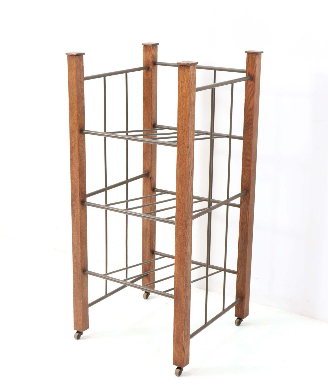 Extra Large Oak Art Deco Modernist Magazine Rack Or Stand, 1920s photo for sale