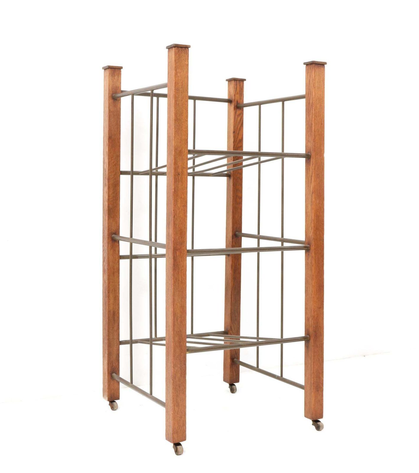 Extra Large Oak Art Deco Modernist Magazine Rack Or Stand, 1920s photo vinterior