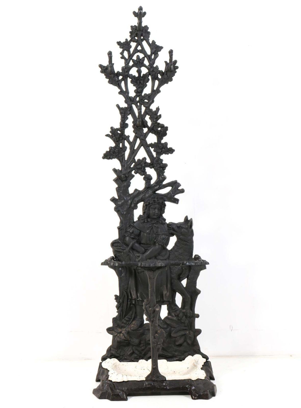 19th Century Cast Iron Red Riding Hood & The Wolf Porte Manteau Or Hall Stand photo furniture