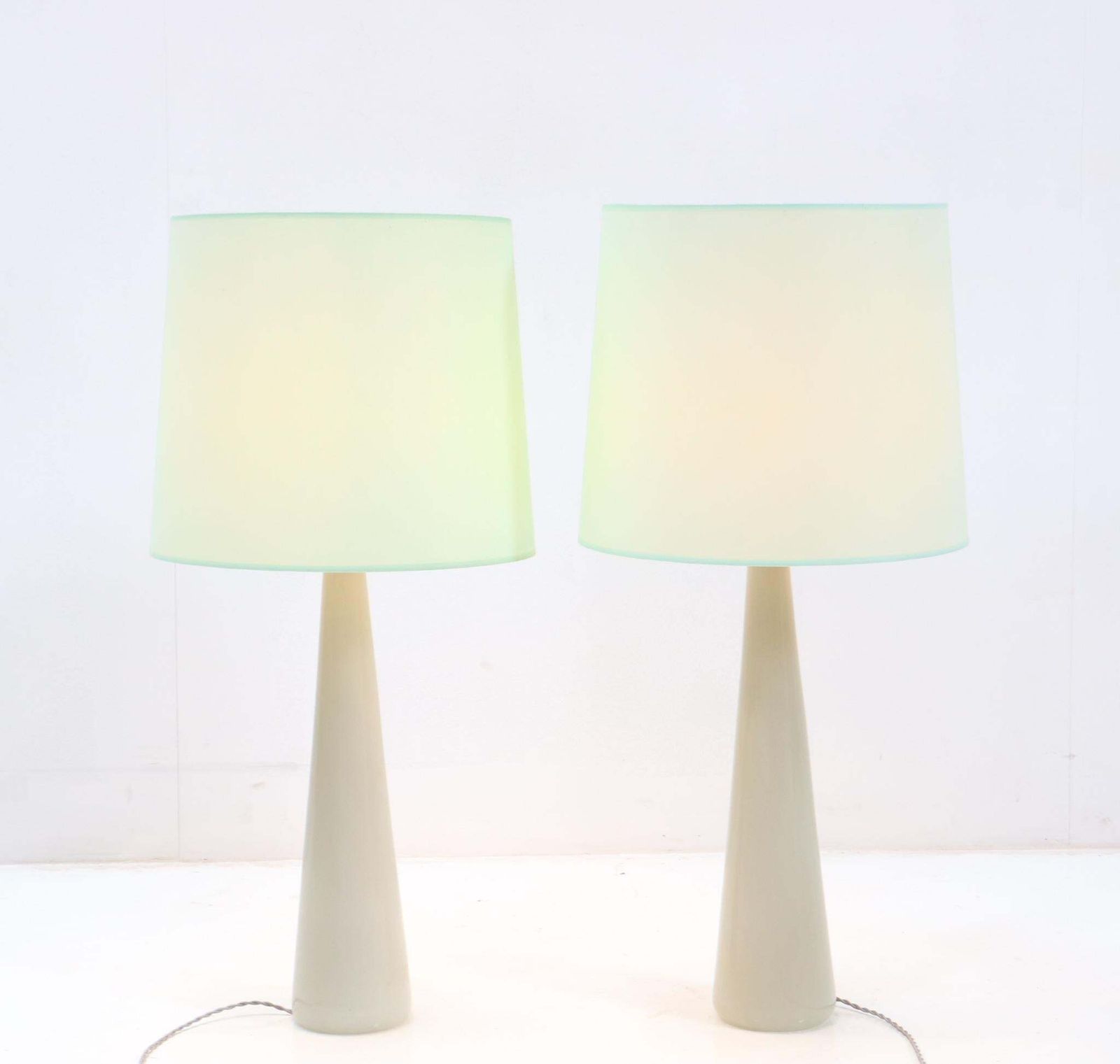 Two Mid Century Modern Opaline Table Lamps By Archimede Seguso Murano, 1970s photo for sale