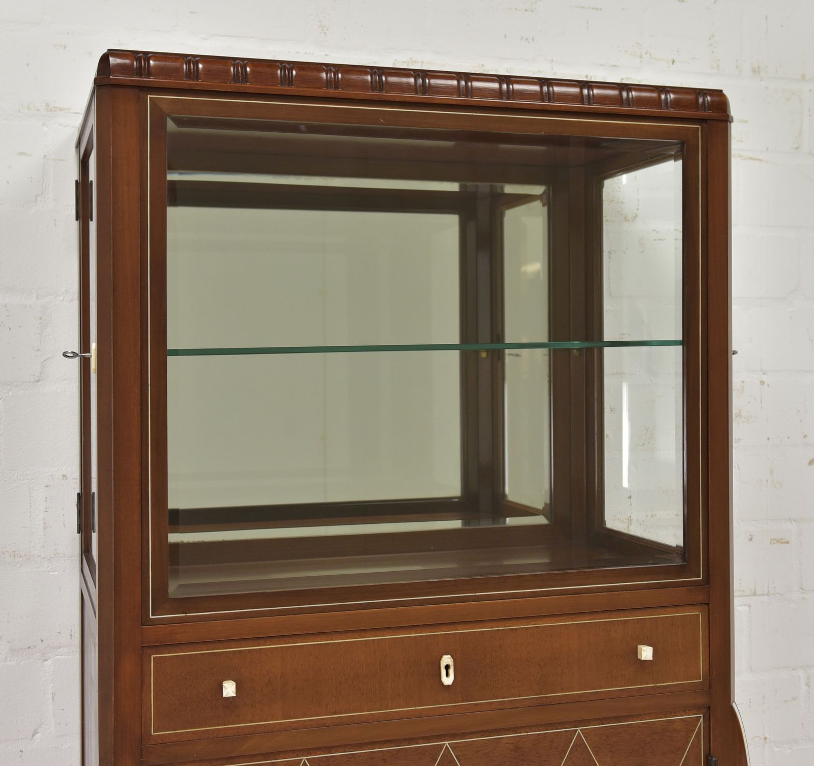 Antique! Narrow Display Cabinet Restored Art Deco Mahogany Display Cabinet Dining Room photo vintage