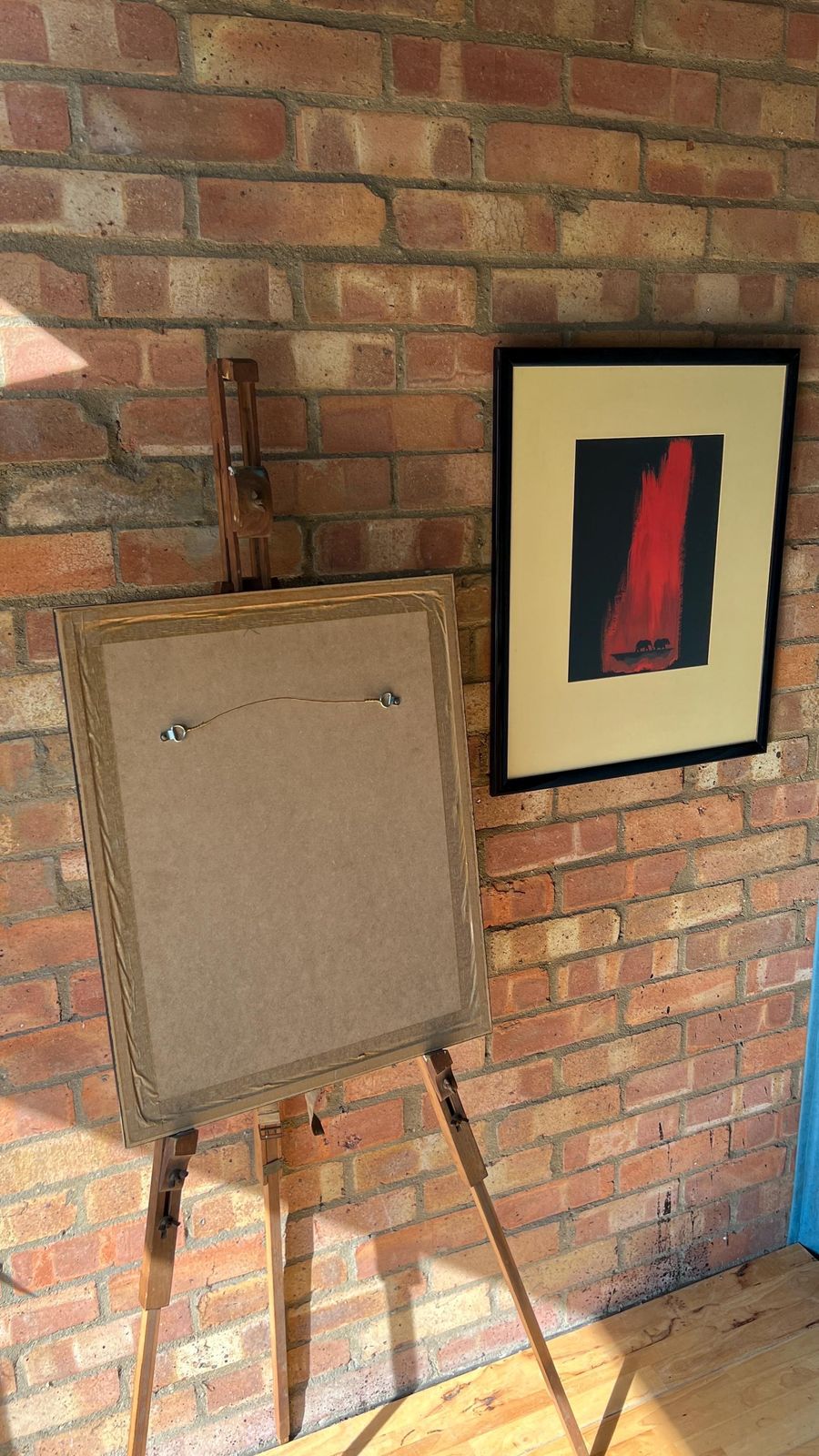 photo furniture Set Of Two Contemporary Fine Art Prints – Red And Black Elephant & Giraffe Scenes