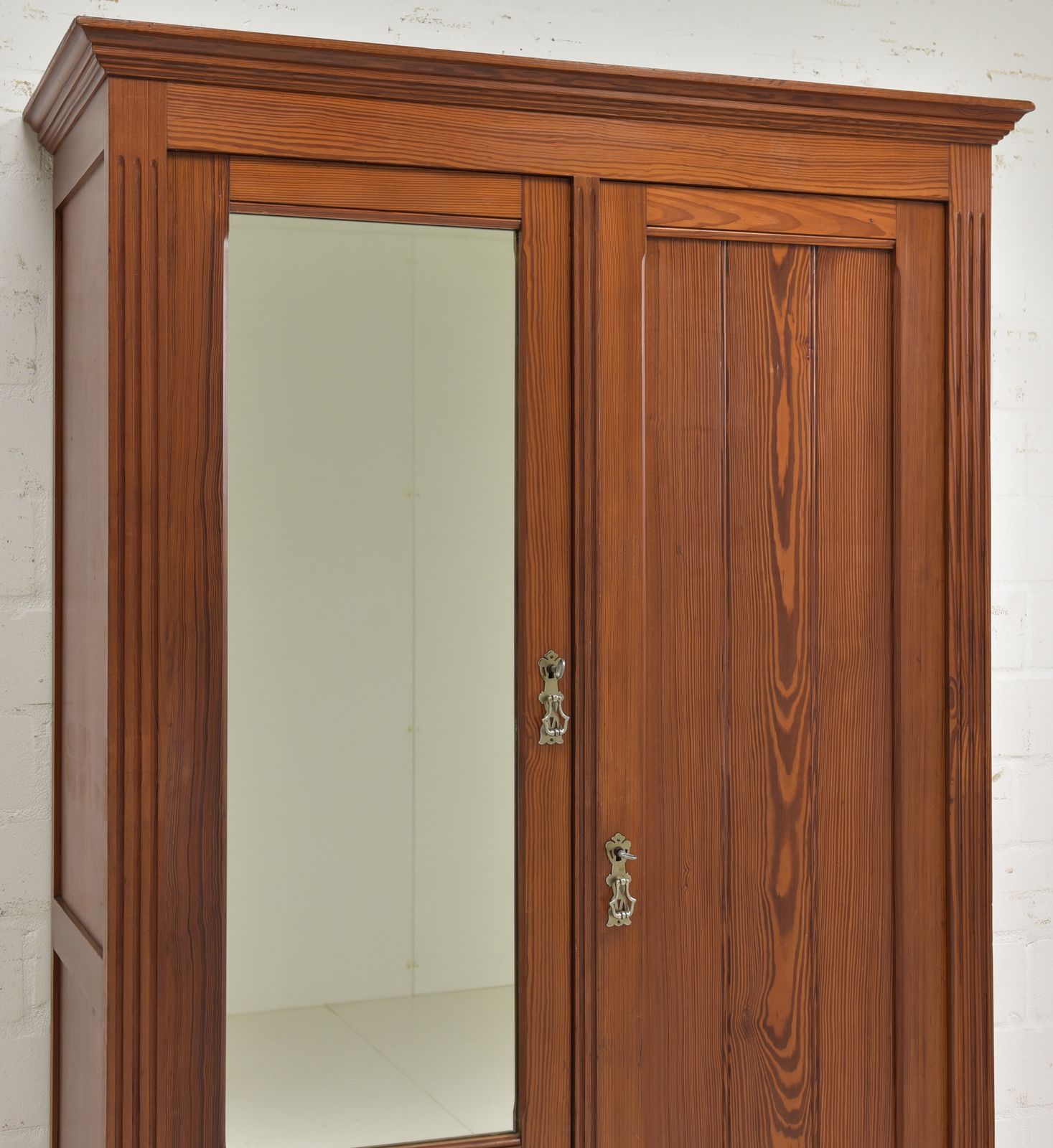 photo furniture Antique! Narrow Hall Cupboard Restored Art Nouveau Pitch Pine Wardrobe