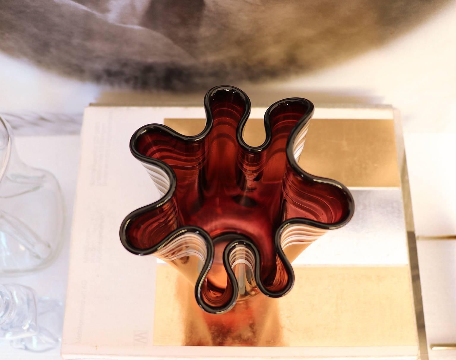 Murano Glass Fazzoletto Handkerchief Vase, 1960s photo Home Decor