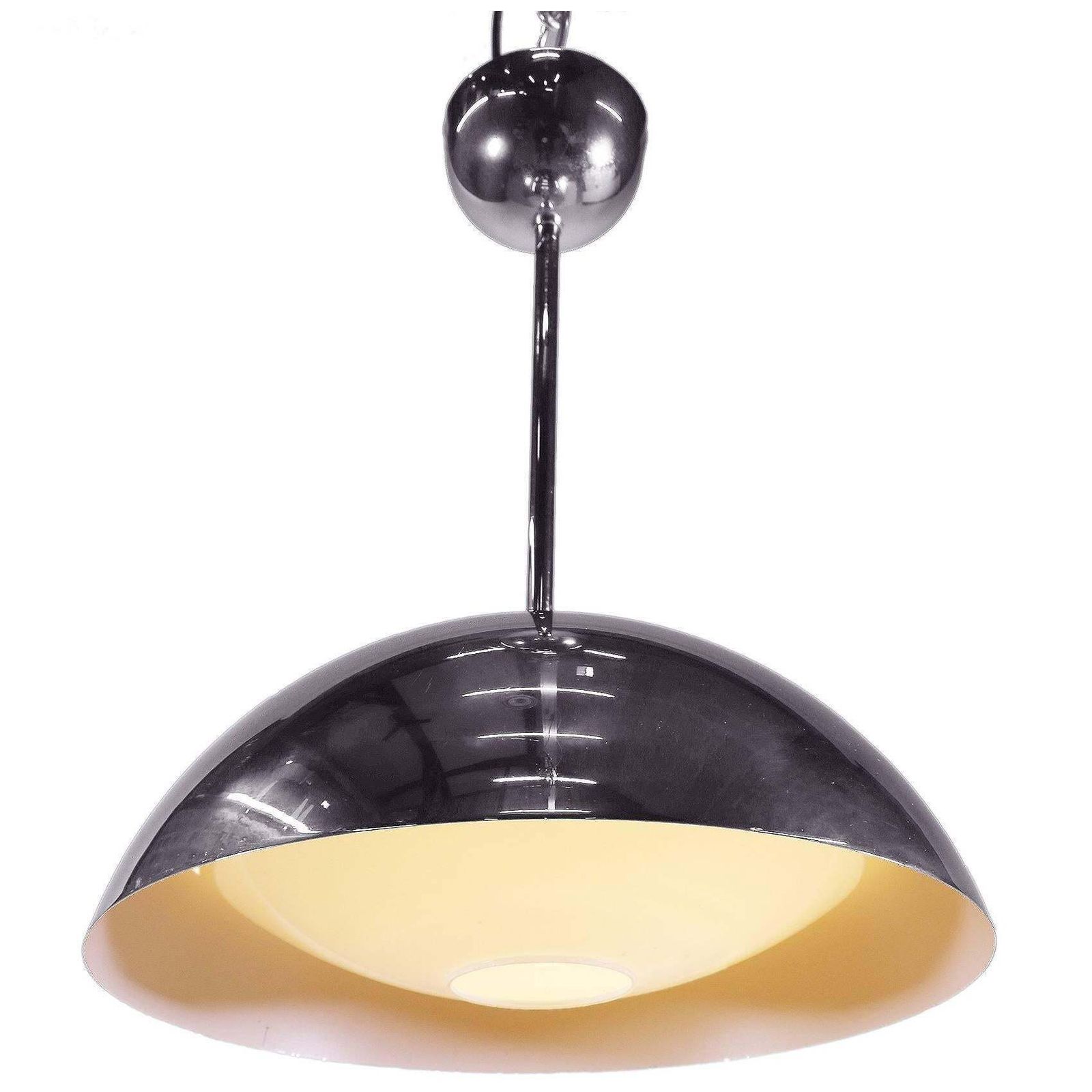 1970 Germany Limburg 'Dome' Pendant Light Glass & Chrome