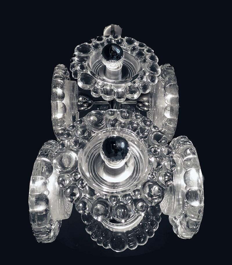 1960 Germany Peill & Putzler Sputnik Water Drop Chandelier Murano Glass & Chrome photo for sale