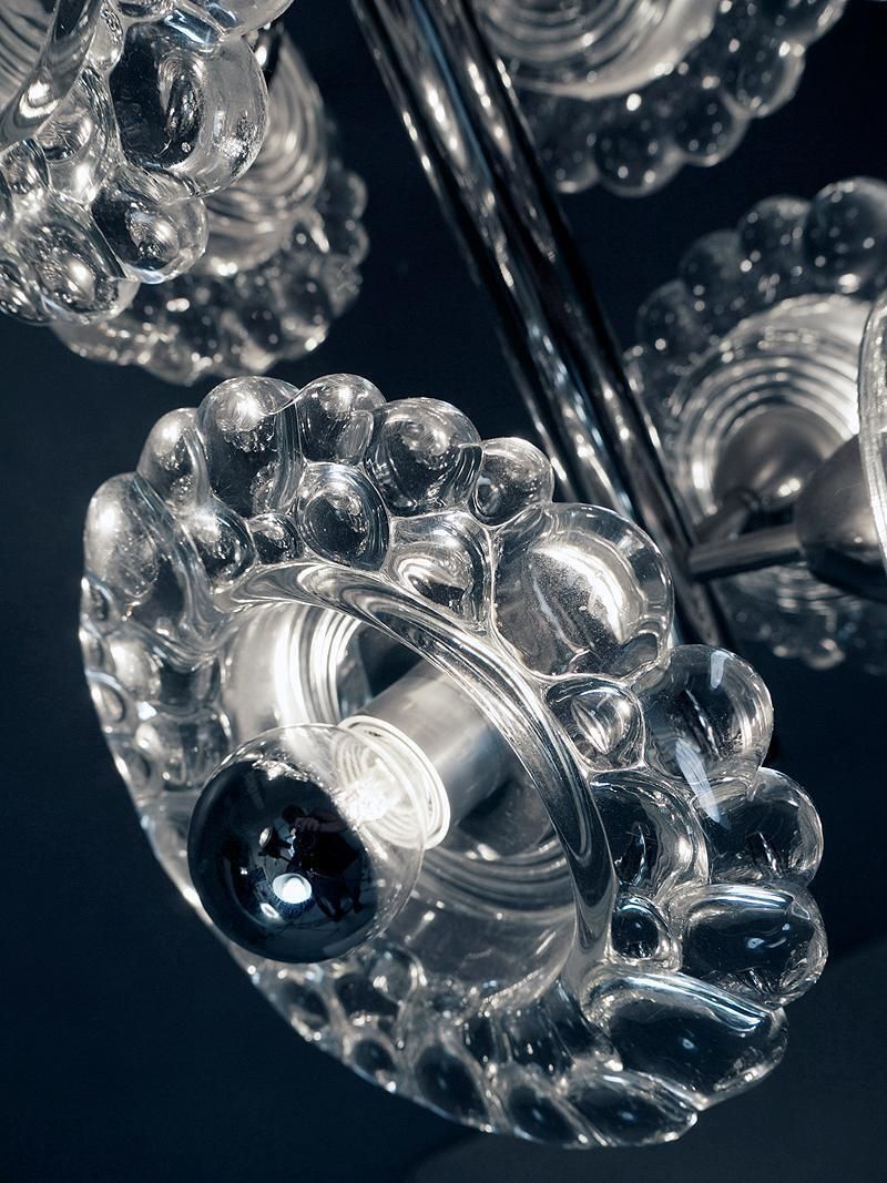 1960 Germany Peill & Putzler Sputnik Water Drop Chandelier Murano Glass & Chrome photo 1121.0