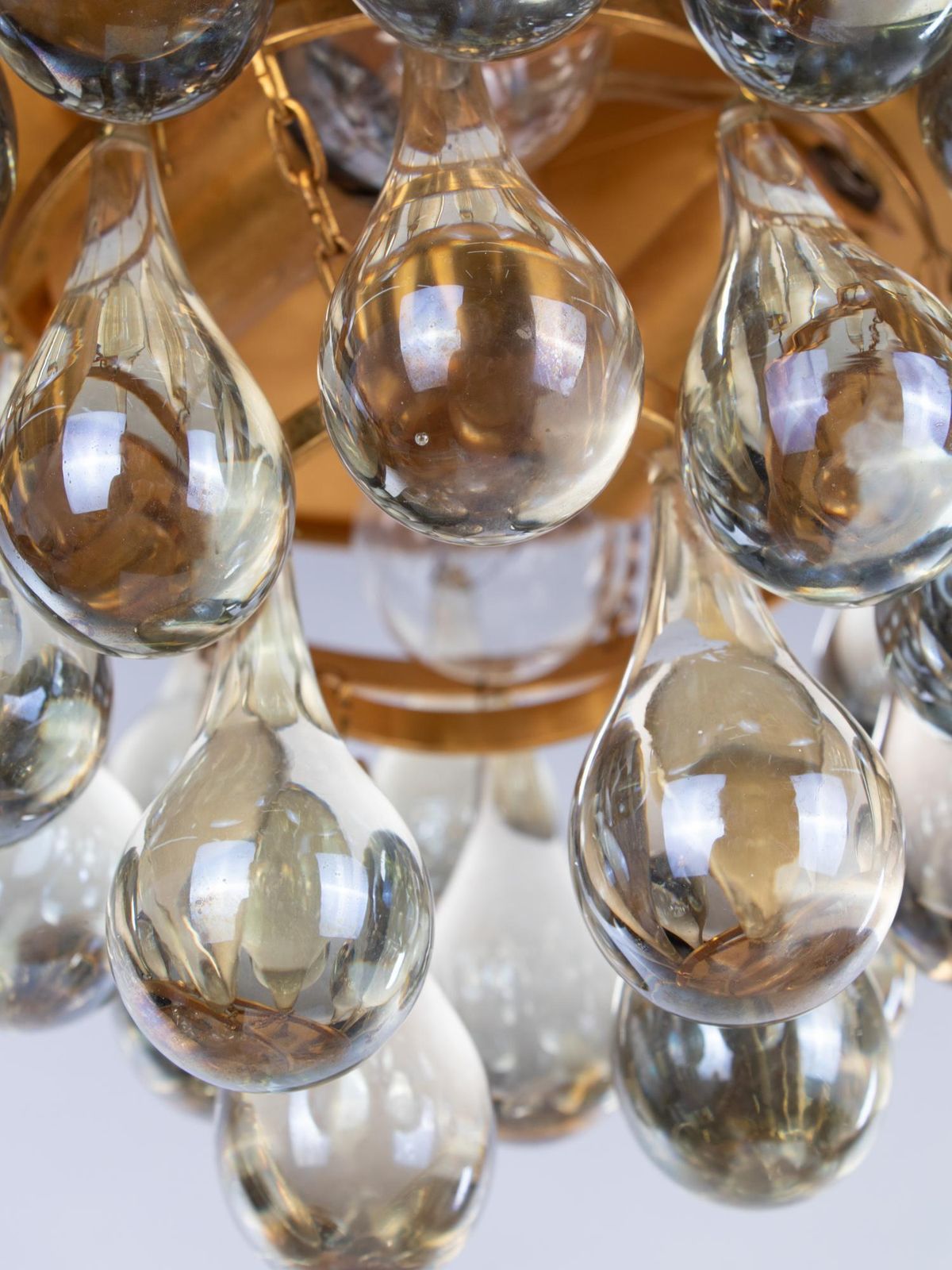 1 'Of 3' Small 1960 Germany Palwa Flush Mount Chandelier Murano Glass Tear Drop photo vinterior