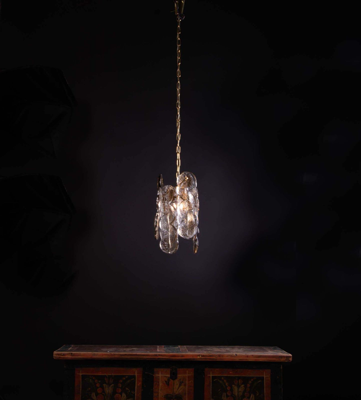 1960 Kalmar Swirl 'Citrus' Pendant Lamp Amber Murano Glass & Brass photo 1276.0