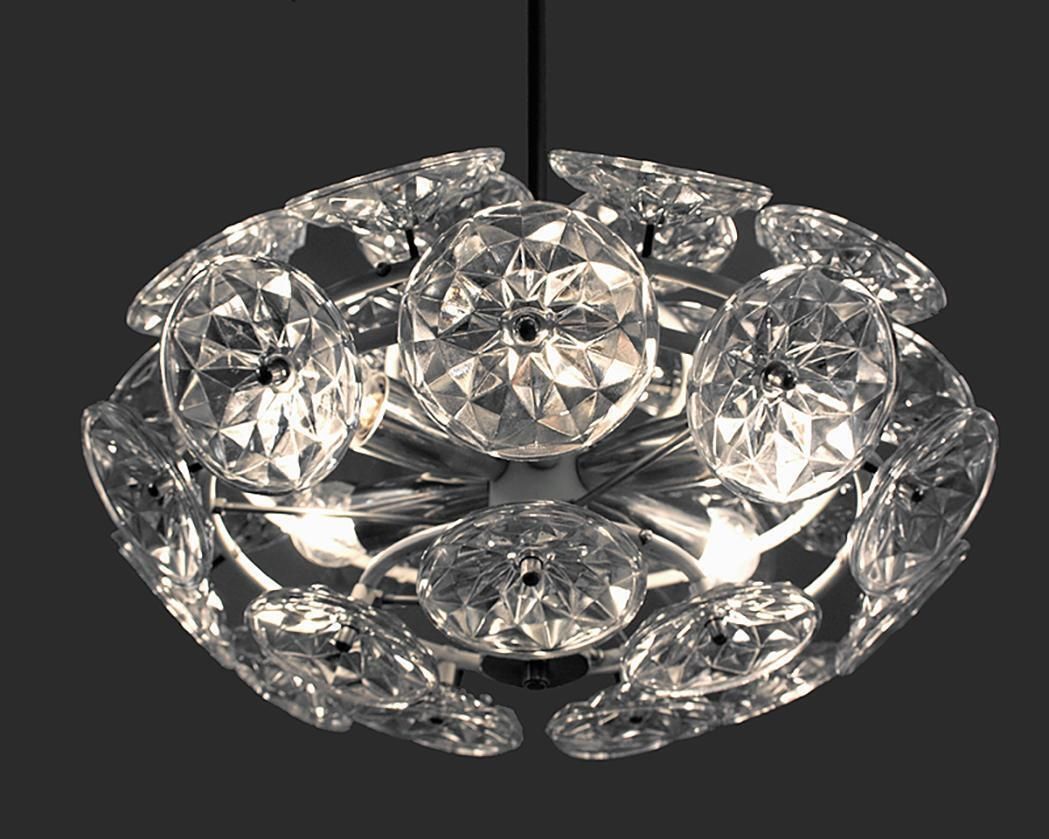 photo furniture Orbit Sputnik Chandelier Glass & Chrome By Veb Lighting Hellerau, Germany 1960s